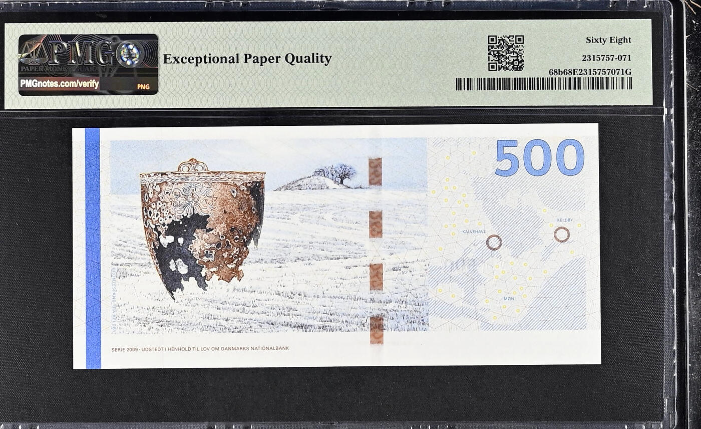【Blue Auction】✨世界纸币精拍第543期【精】 【冠军分 22小号】丹麦 2011年500克朗 PMG68EPQ 超高分