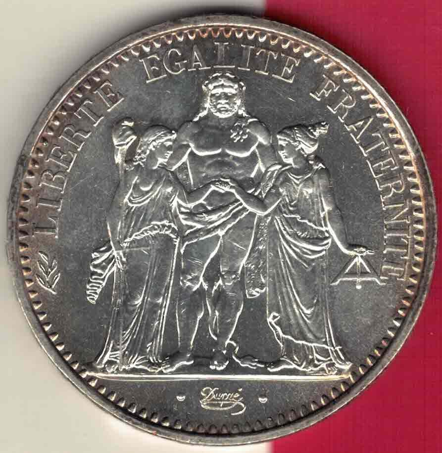法国1968年10法郎 大银币(重25克 直径37MM 含银90%)实物图 AUNC