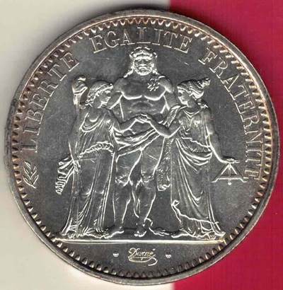 法国1968年10法郎 大银币(重25克 直径37MM 含银90%)实物图 AUNC - 法国1968年10法郎 大银币(重25克 直径37MM 含银90%)实物图 AUNC