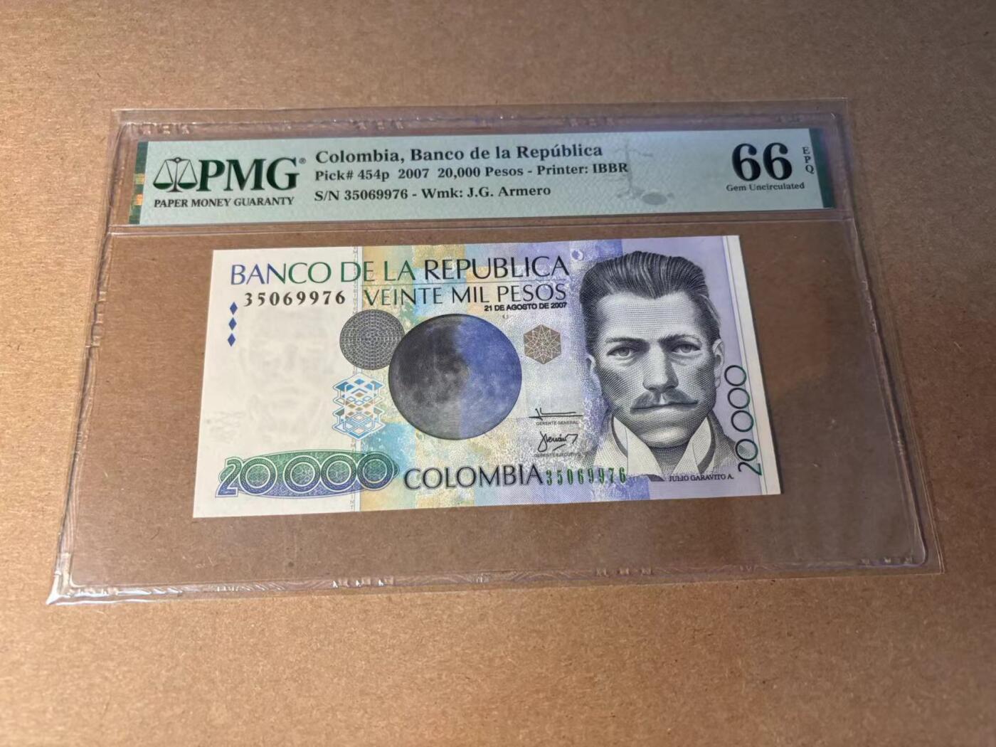 【Blue Auction】✨世界纸币精拍第543期【精】 哥伦比亚 2007年20000比索 PMG66EPQ 