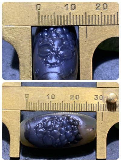 精美亚光高玉化巴西玛瑙手工俏色巧雕招财金蟾随形桶珠一个 精美亚光高玉化巴西玛瑙手工俏色巧雕招财金蟾随形桶珠一个