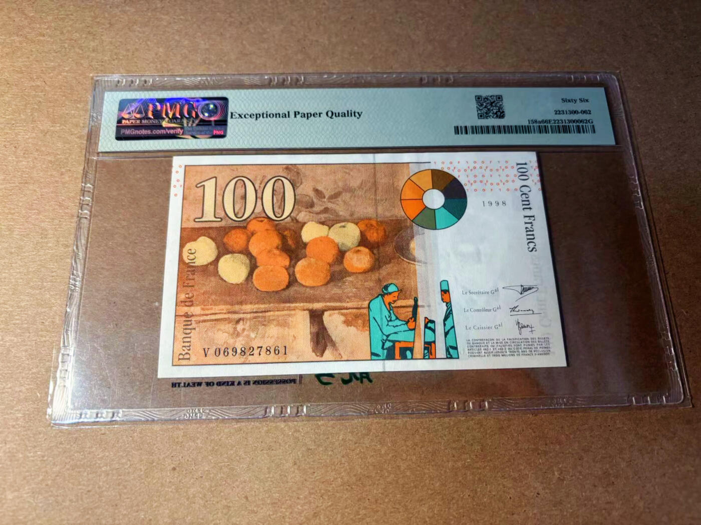 【Blue Auction】✨世界纸币精拍第544期【精】 法国 1997-98年100法郎 PMG66EPQ 