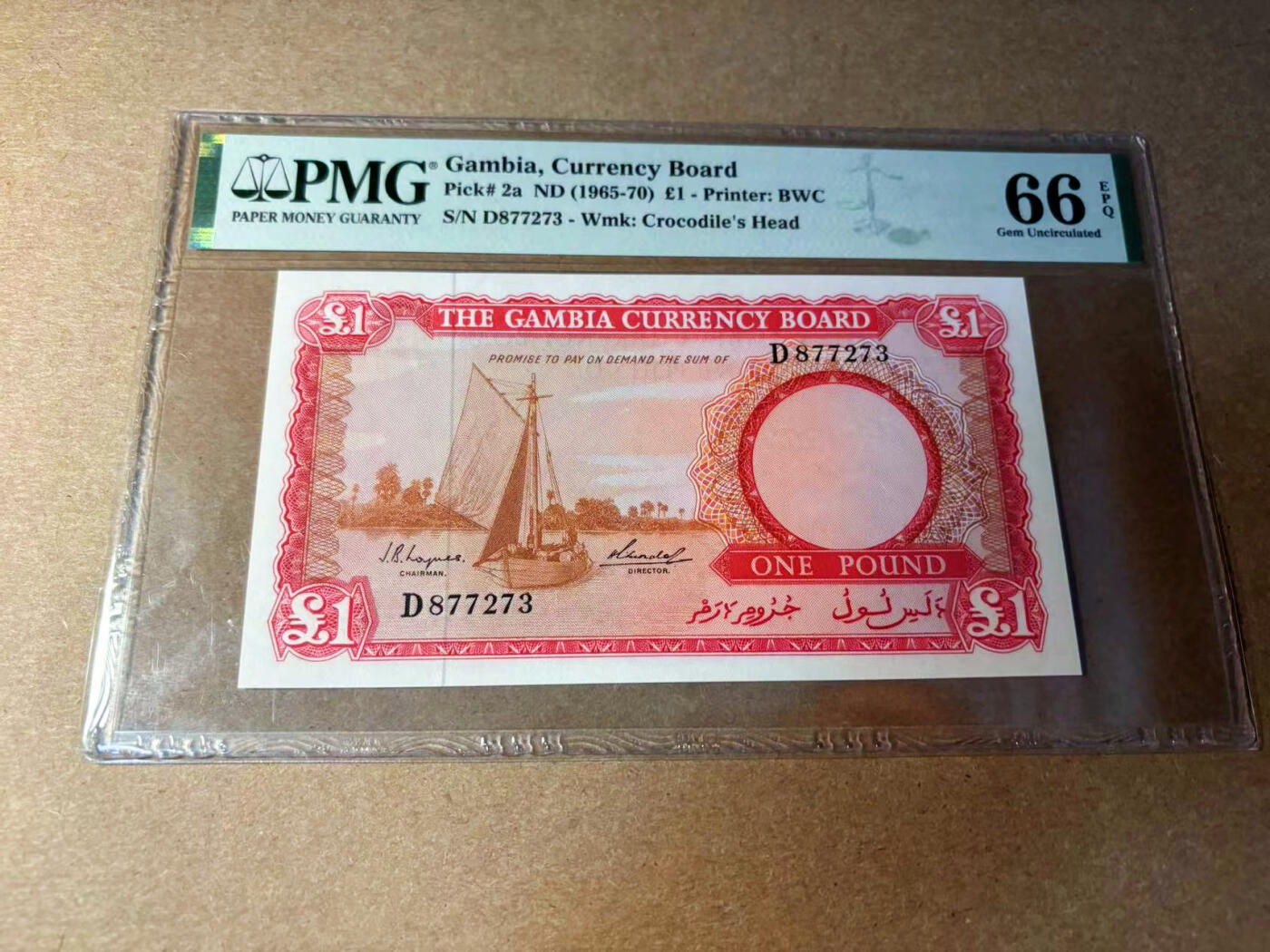 【Blue Auction】✨世界纸币精拍第544期【精】 冈比亚 1965-70年1镑 PMG66EPQ 