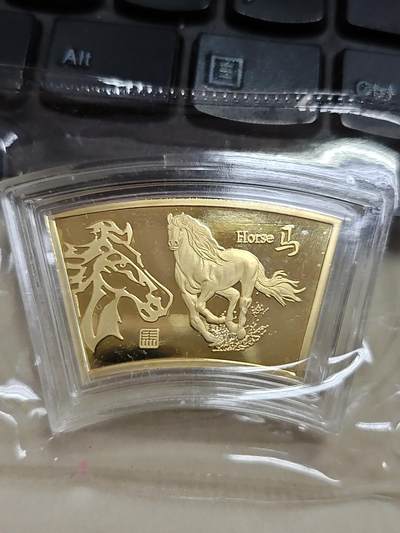 康怡轩钱币【世界各国流通币 纪念章 专场】第436期 - 2012年中国十二生肖镀金纪念章-生肖马 约19克
