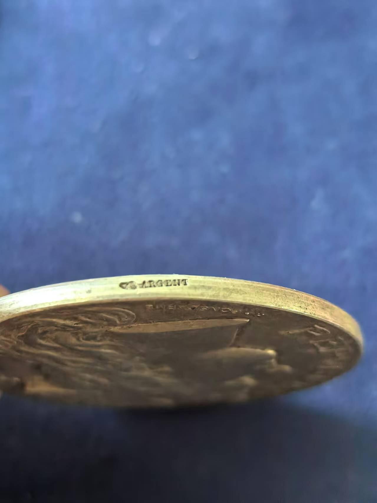 外国币章第二十五期 1887年法国银章，商业之神墨丘利，直径42mm38.6g