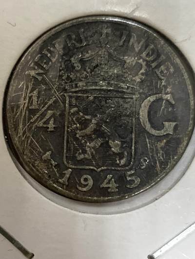 康怡轩钱币【世界各国老硬币银币专场】第228期  - 1945 荷属印度 1/4分 银币