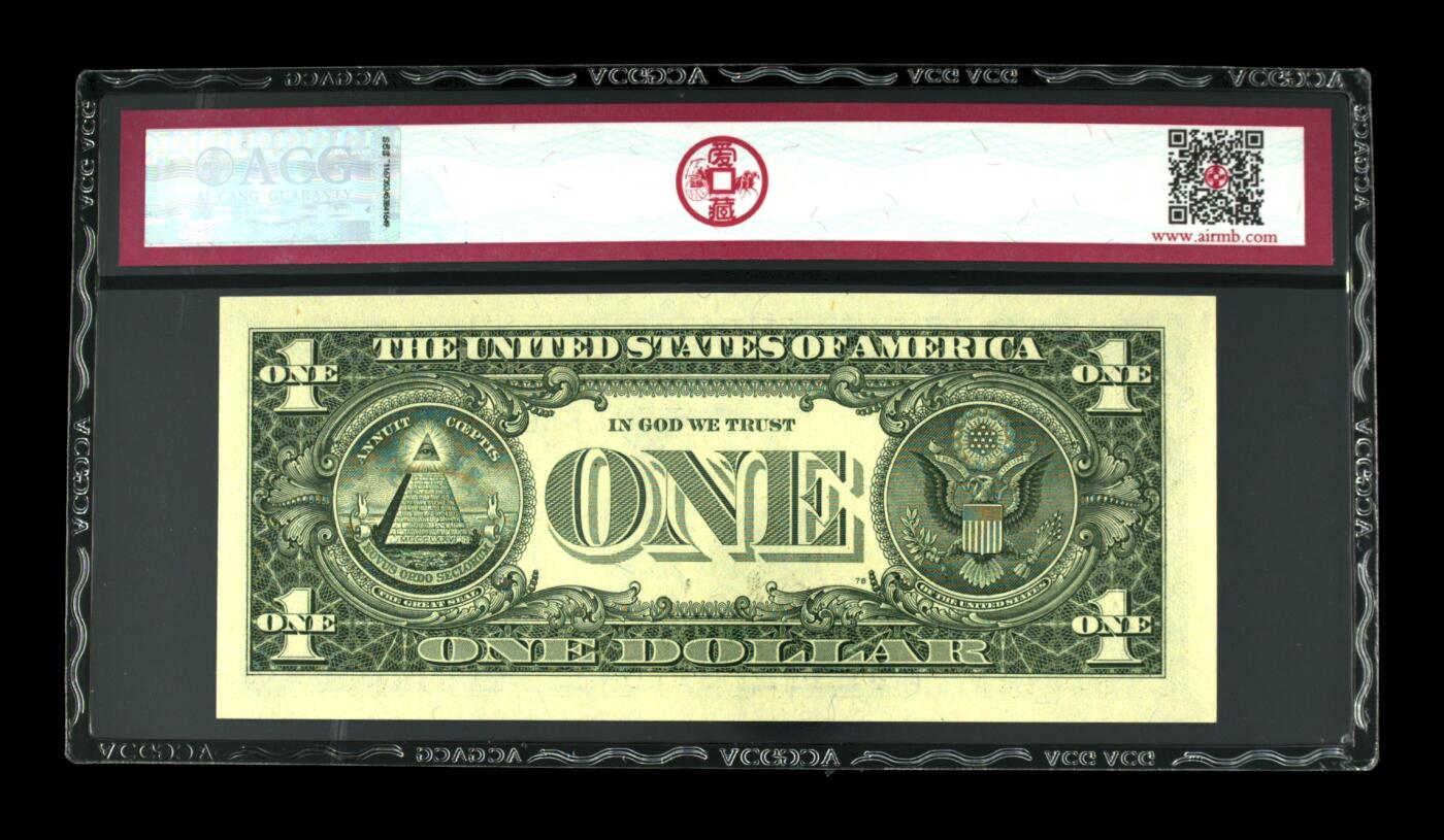 收藏联盟Quantum Auction 第376期拍卖  美国联邦2013年1美元老虎号 ACG 67E 号码无457 数二