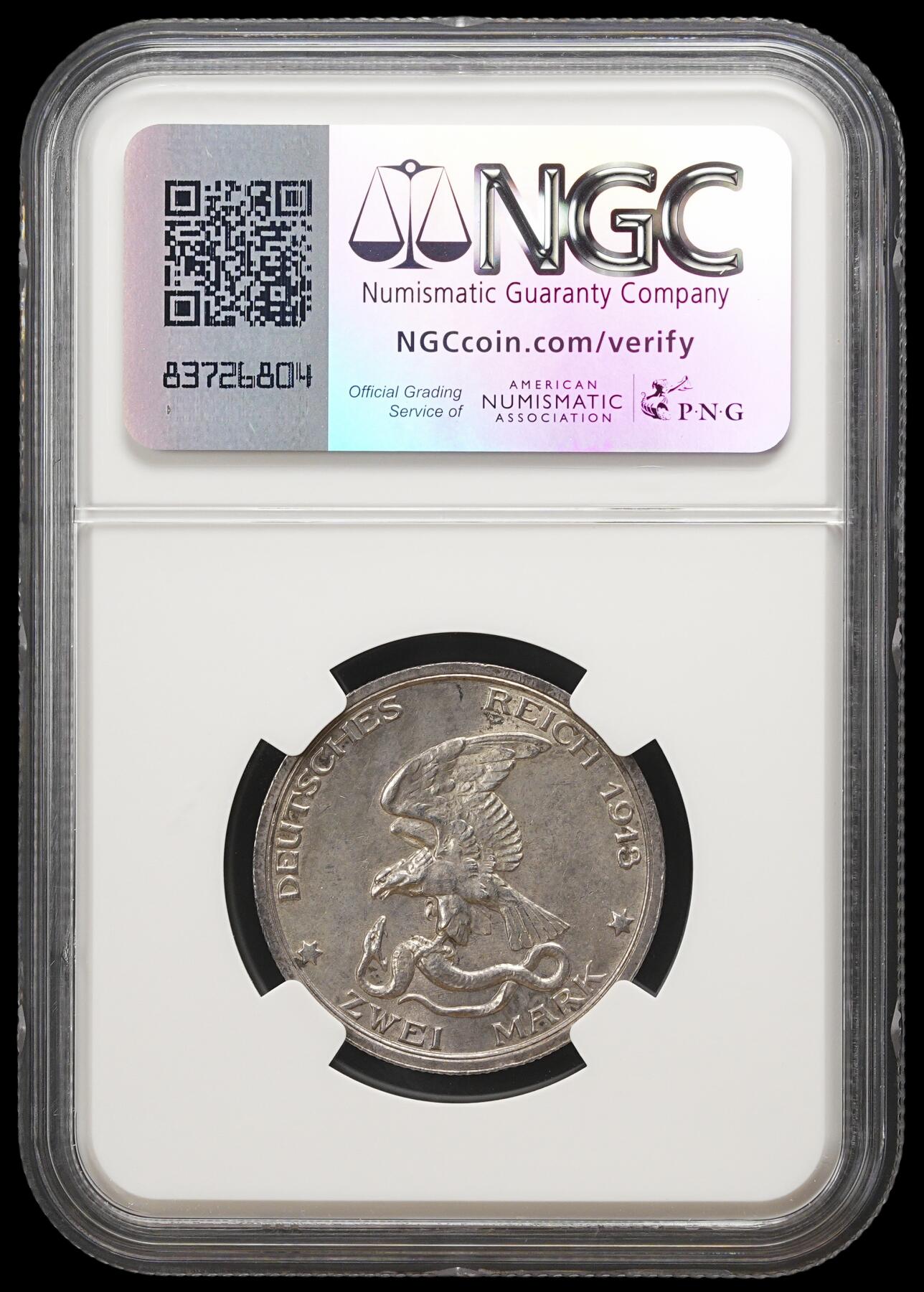 修遠堂世界钱币第三十九期 全场包邮 NGC MS63 1913年普鲁士战胜拿破仑百年纪念2马克银币