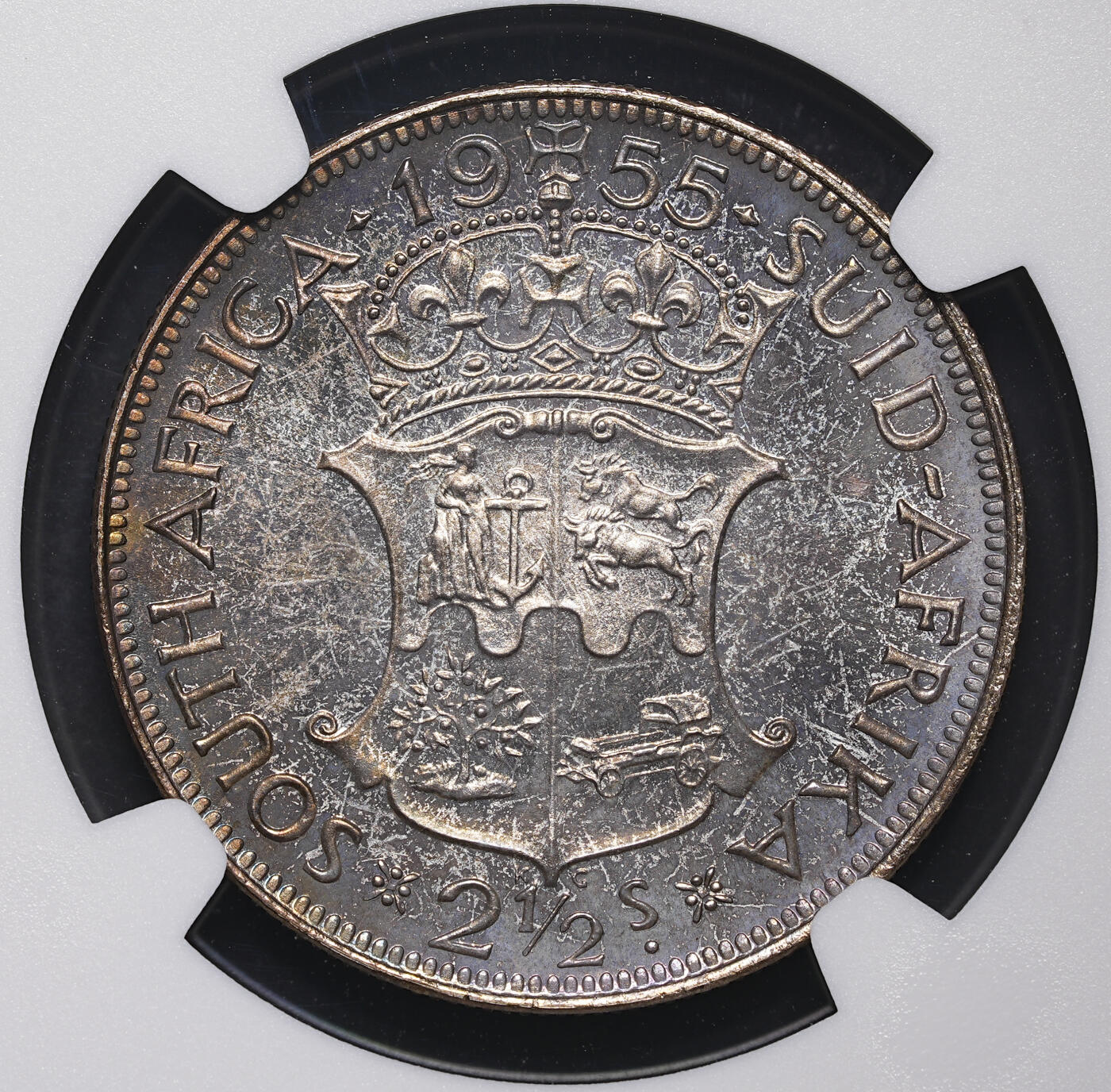 修遠堂世界钱币第三十九期 全场包邮 NGC PF65 1955年南非2.5先令精制银币 仅铸造2850枚