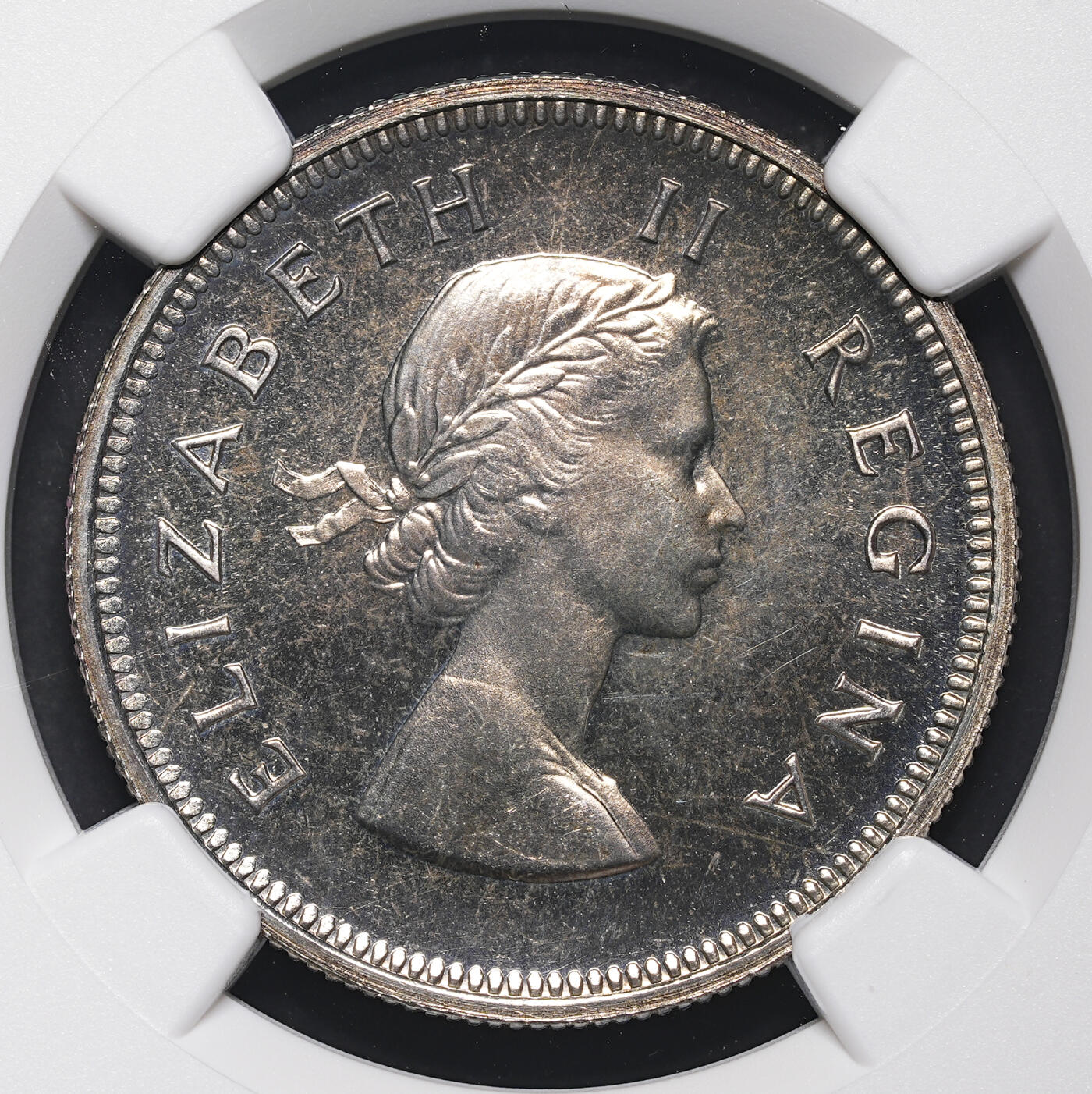修遠堂世界钱币第三十九期 全场包邮 NGC PF65 1955年南非2先令精制银币 仅铸造2850枚
