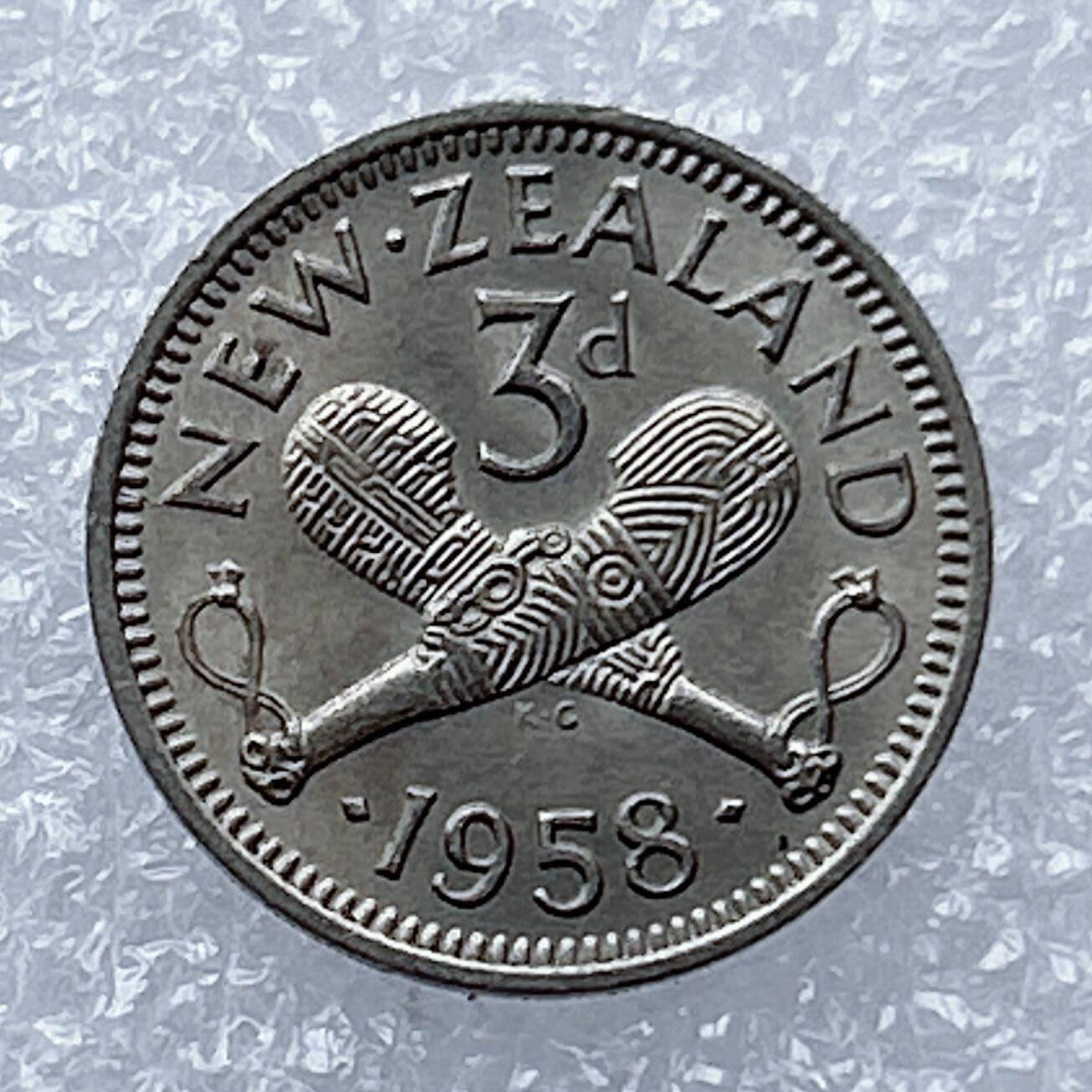 海外回流1元起拍小铺 各国钱币散币场 第16期 新西兰1958年3便士镍币 伊丽莎白女王版
