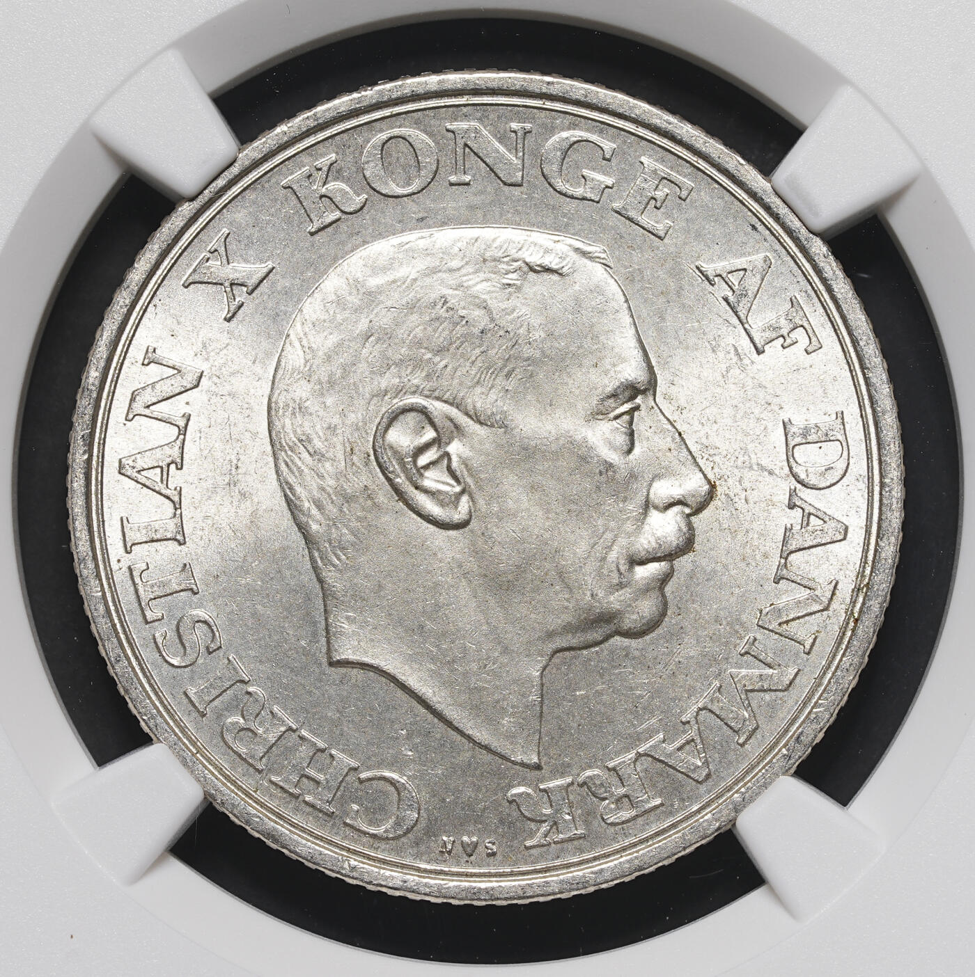 修遠堂世界钱币第三十九期 全场包邮 NGC MS64 1937年丹麦国王登基25周年纪念2克朗银币