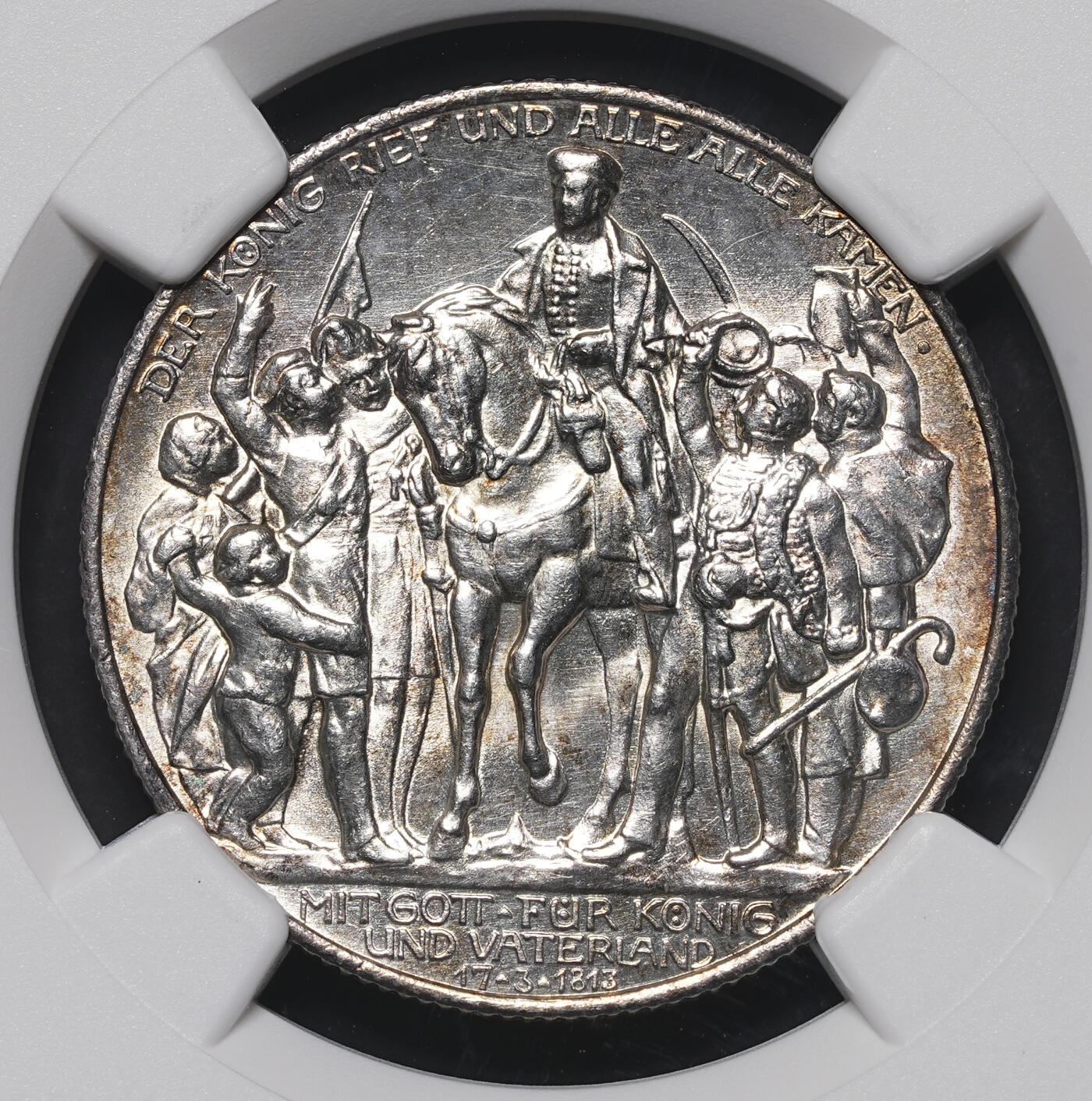 修遠堂世界钱币第三十九期 全场包邮 NGC MS63 1913年普鲁士战胜拿破仑百年纪念2马克银币