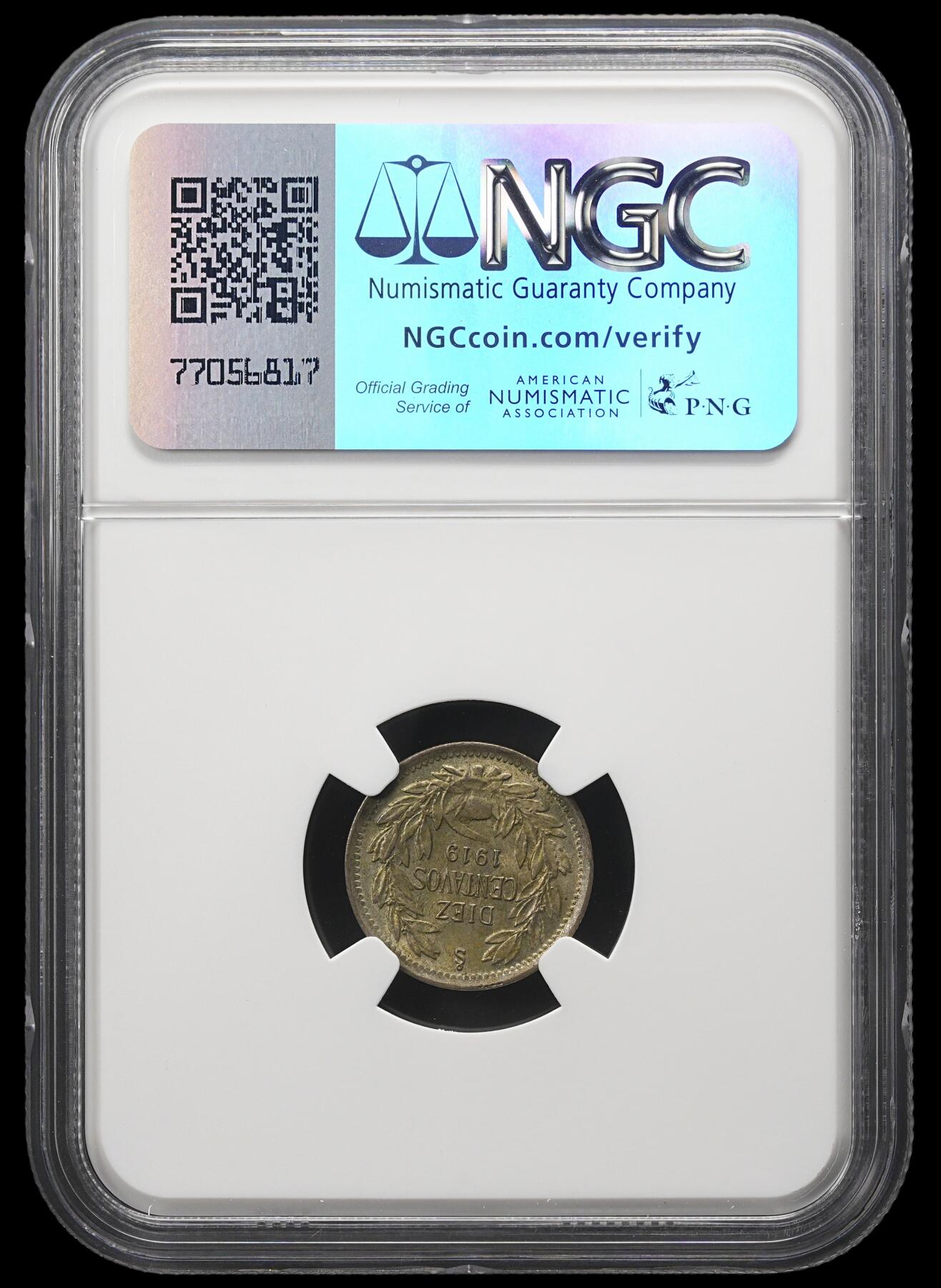 修遠堂世界钱币第三十九期 全场包邮 NGC MS61 1919年智利10分小银币