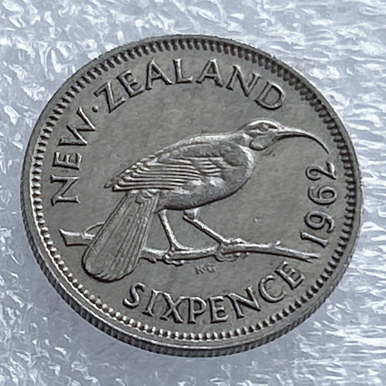 海外回流1元起拍小铺 各国钱币散币场 第16期 新西兰1962年6便士 伊丽莎白