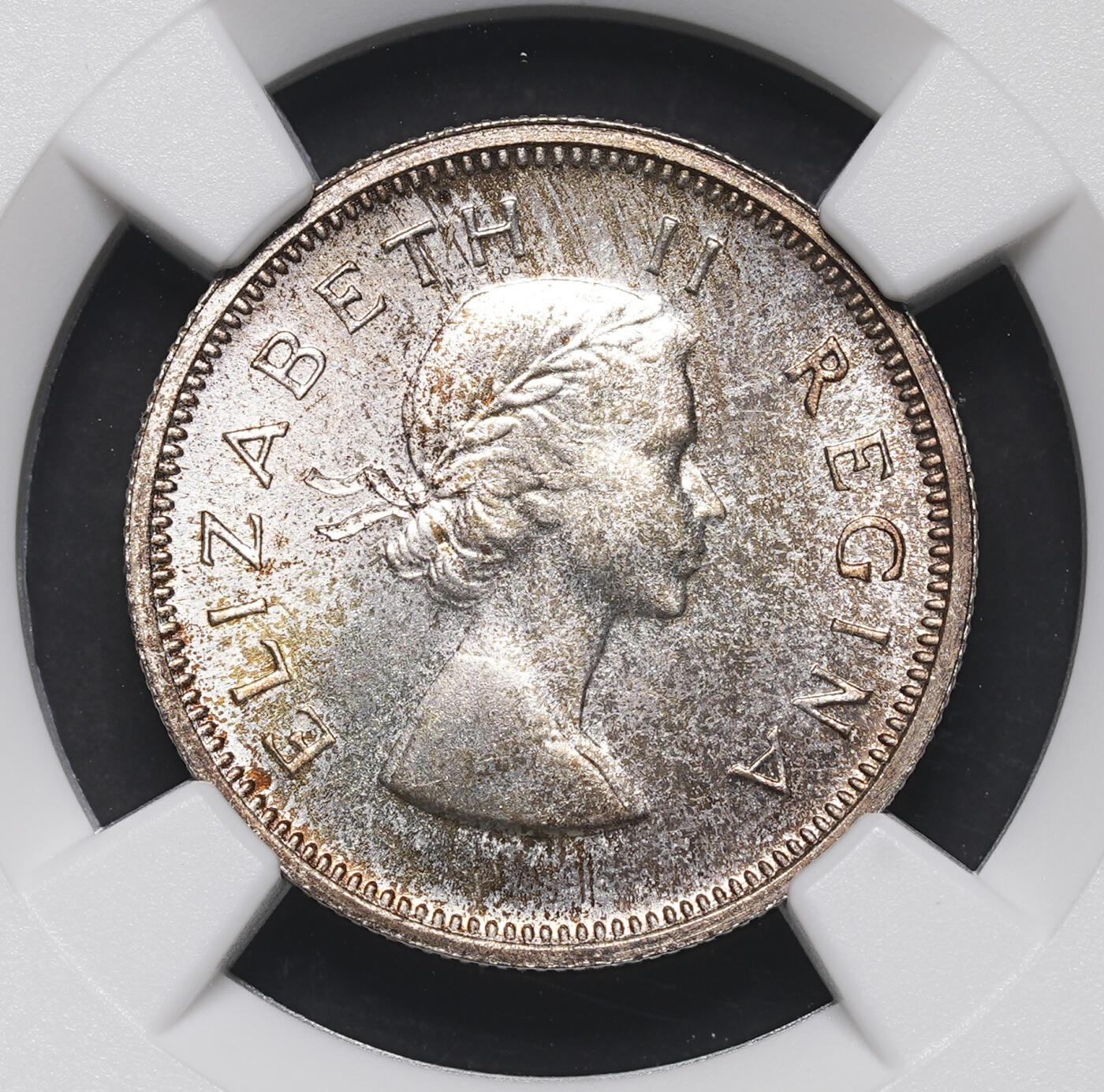修遠堂世界钱币第三十九期 全场包邮 NGC PF65 1955年南非6便士精制银币 仅铸造2850枚