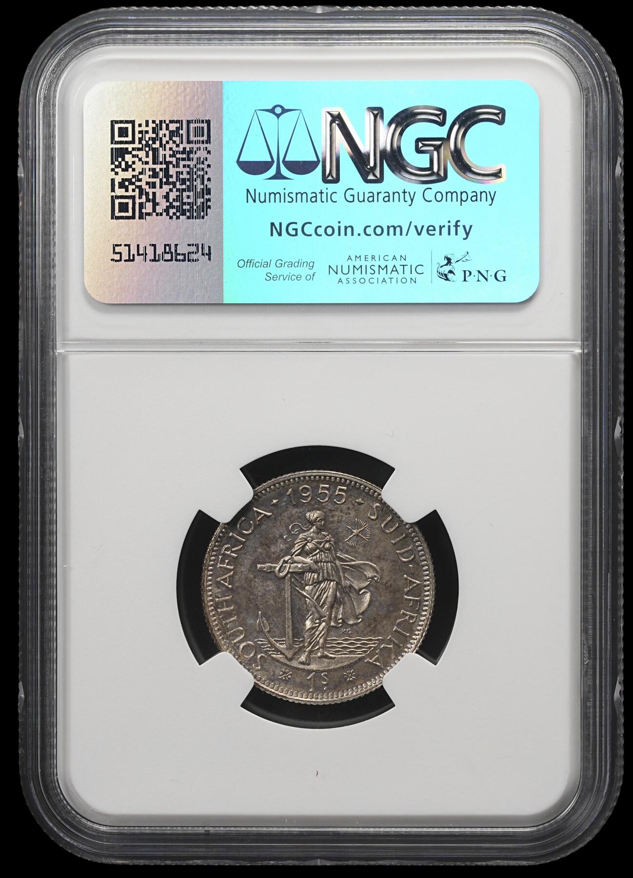修遠堂世界钱币第三十九期 全场包邮 NGC PF65 1955年南非1先令精制银币 仅铸造2850枚