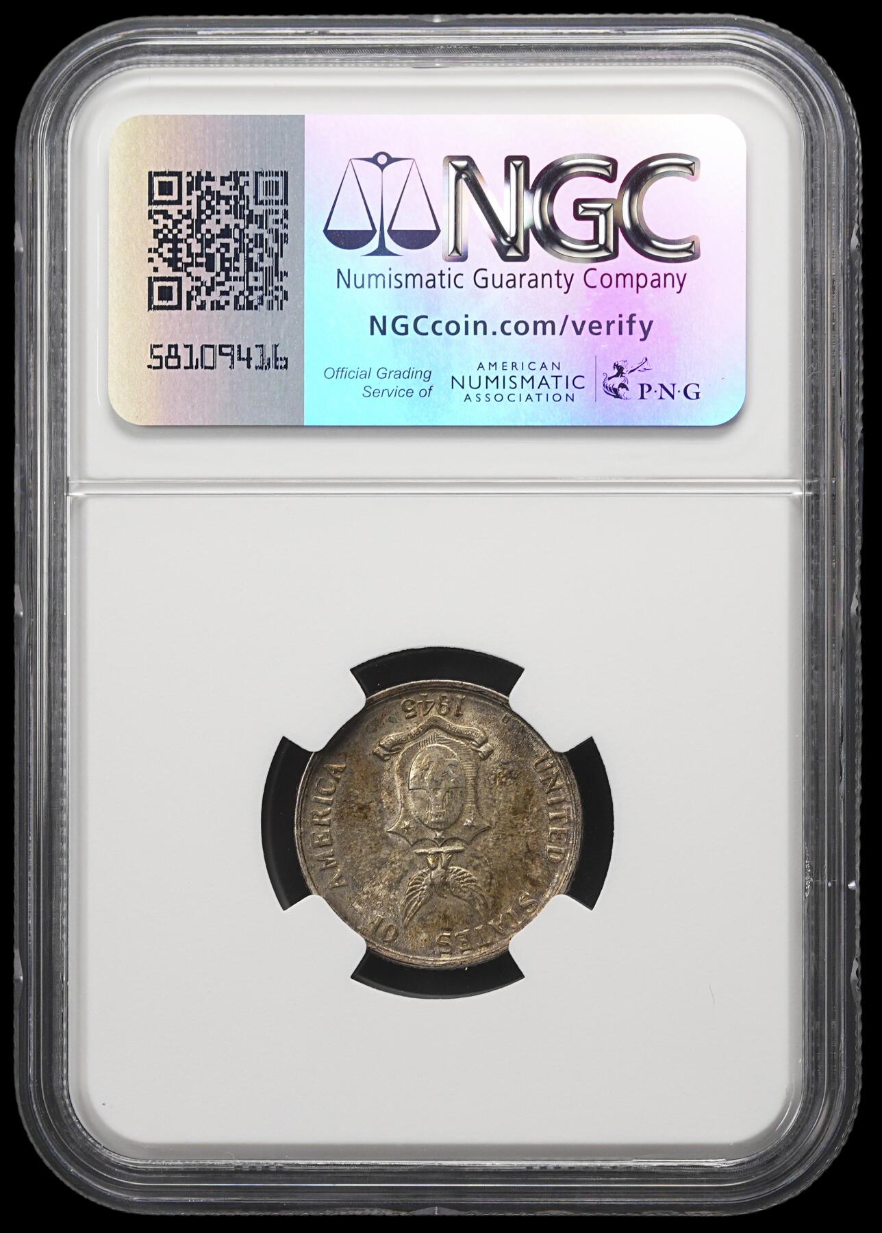 修遠堂世界钱币第三十九期 全场包邮 NGC MS63 1945年美属菲律宾20分银币 五彩