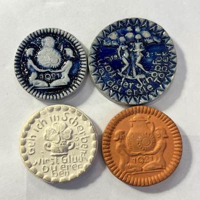 1921德国科布伦茨陶瓷紧急币四枚好品种 - 1921德国科布伦茨陶瓷紧急币四枚好品种