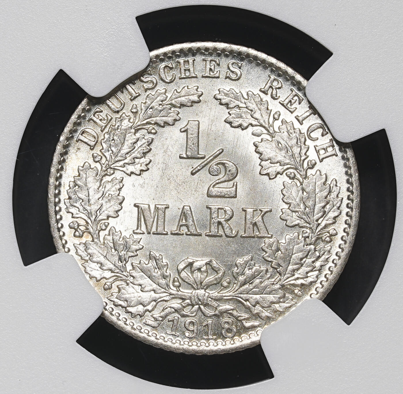 修遠堂世界钱币第三十九期 全场包邮 NGC MS67 1918年德国1/2马克银币