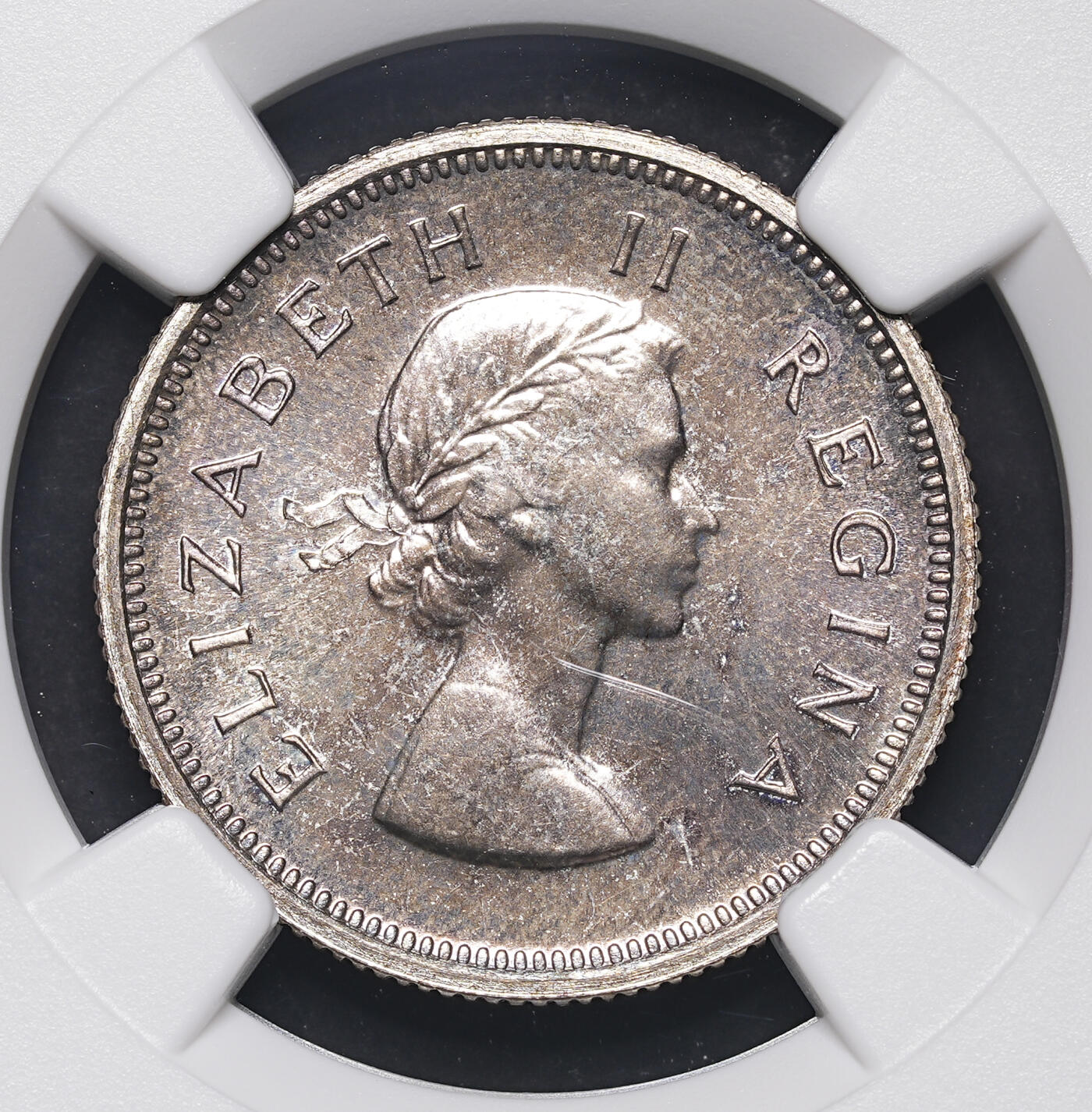 修遠堂世界钱币第三十九期 全场包邮 NGC PF65 1955年南非1先令精制银币 仅铸造2850枚