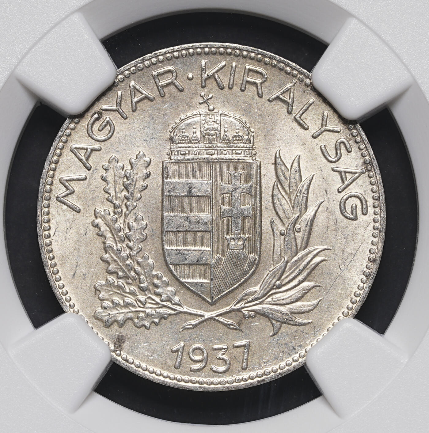 修遠堂世界钱币第三十九期 全场包邮 NGC MS63 1937年匈牙利1 PENGO银币
