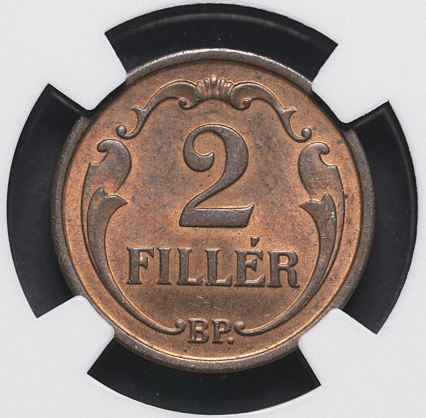 修遠堂世界钱币第三十九期 全场包邮 NGC MS64RB 1939年匈牙利2 FILLER铜币