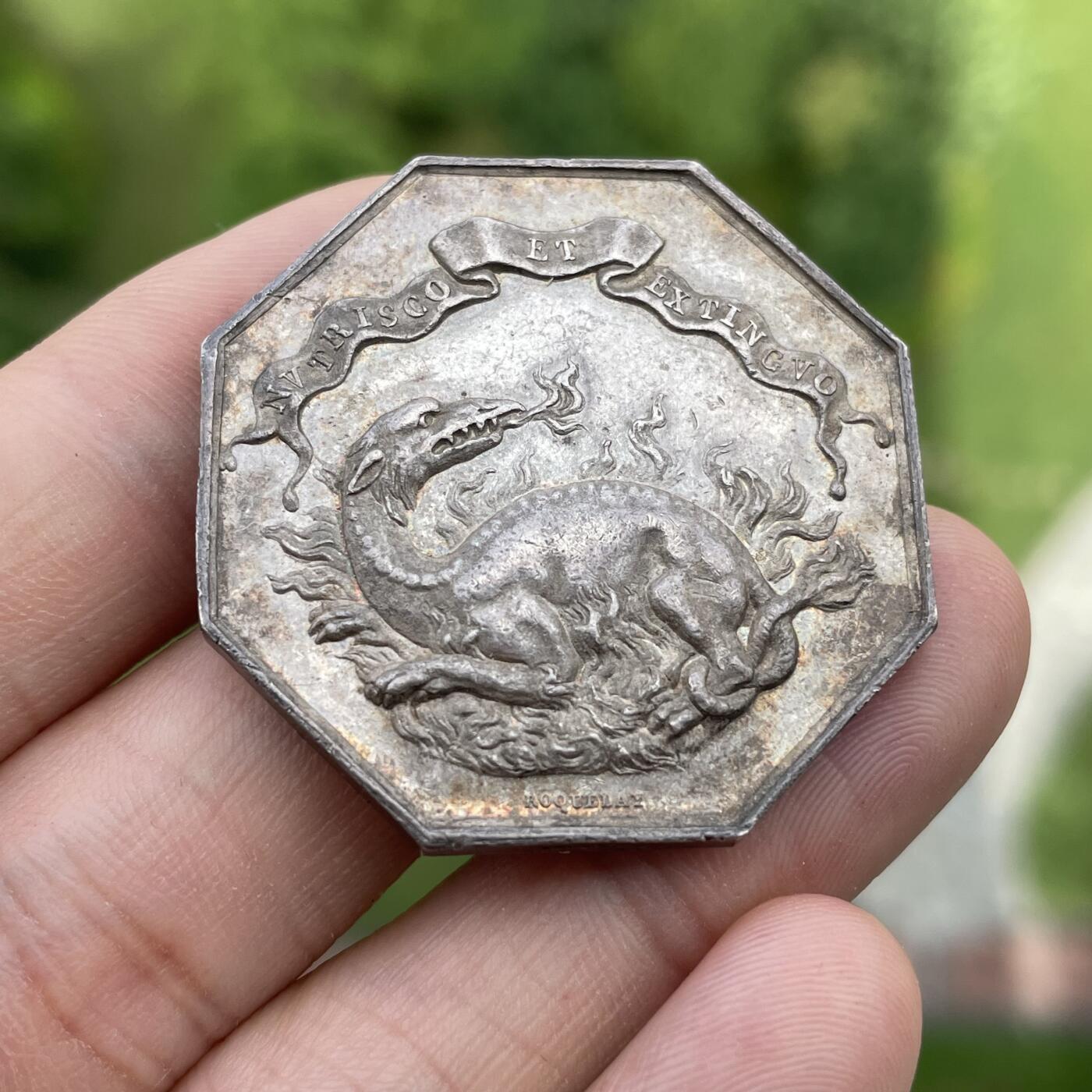 「木头集藏」中秋精品专场！ 法国火灾互助保险银章  直径：37mm，25.6 g，边铭：蜜蜂 ARGENT （1860-1879年）