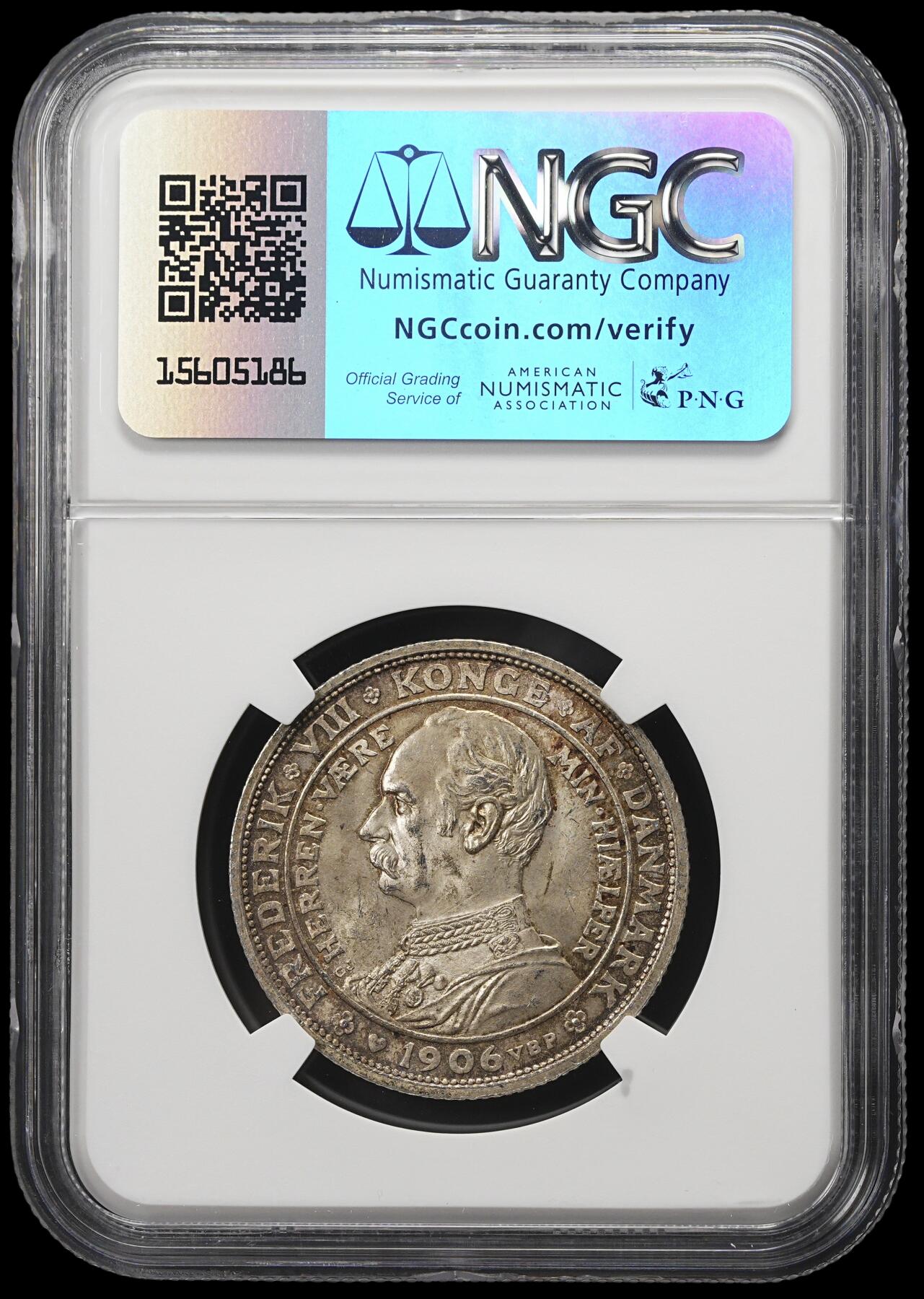 修遠堂世界钱币第三十九期 全场包邮 NGC MS64 1906年丹麦国王更迭纪念2克朗银币