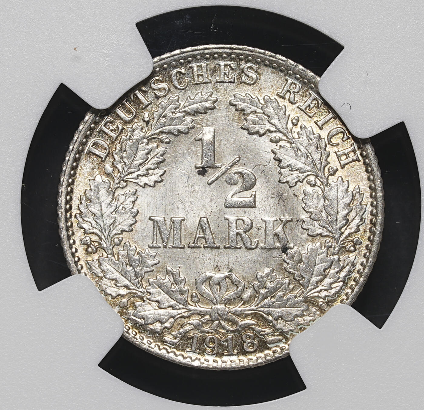 修遠堂世界钱币第三十九期 全场包邮 NGC MS66 1918年德国1/2马克银币