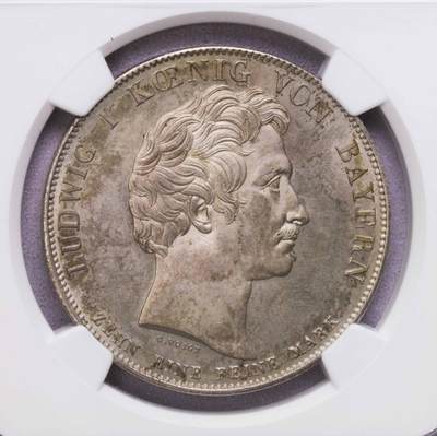 NGC-MS64 1832巴伐利亚奥托王位继承泰勒大银币纸袋包浆 - NGC-MS64 1832巴伐利亚奥托王位继承泰勒大银币纸袋包浆