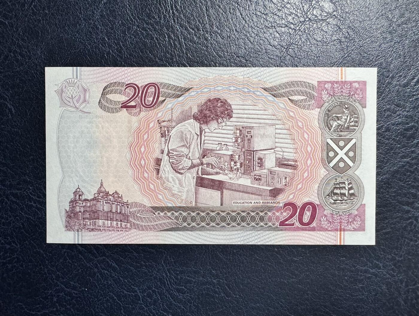 收藏联盟Quantum Auction 第376期拍卖  苏格兰银行2004年20藏纪念钞 品相UNC 边角有瑕疵 细节如图