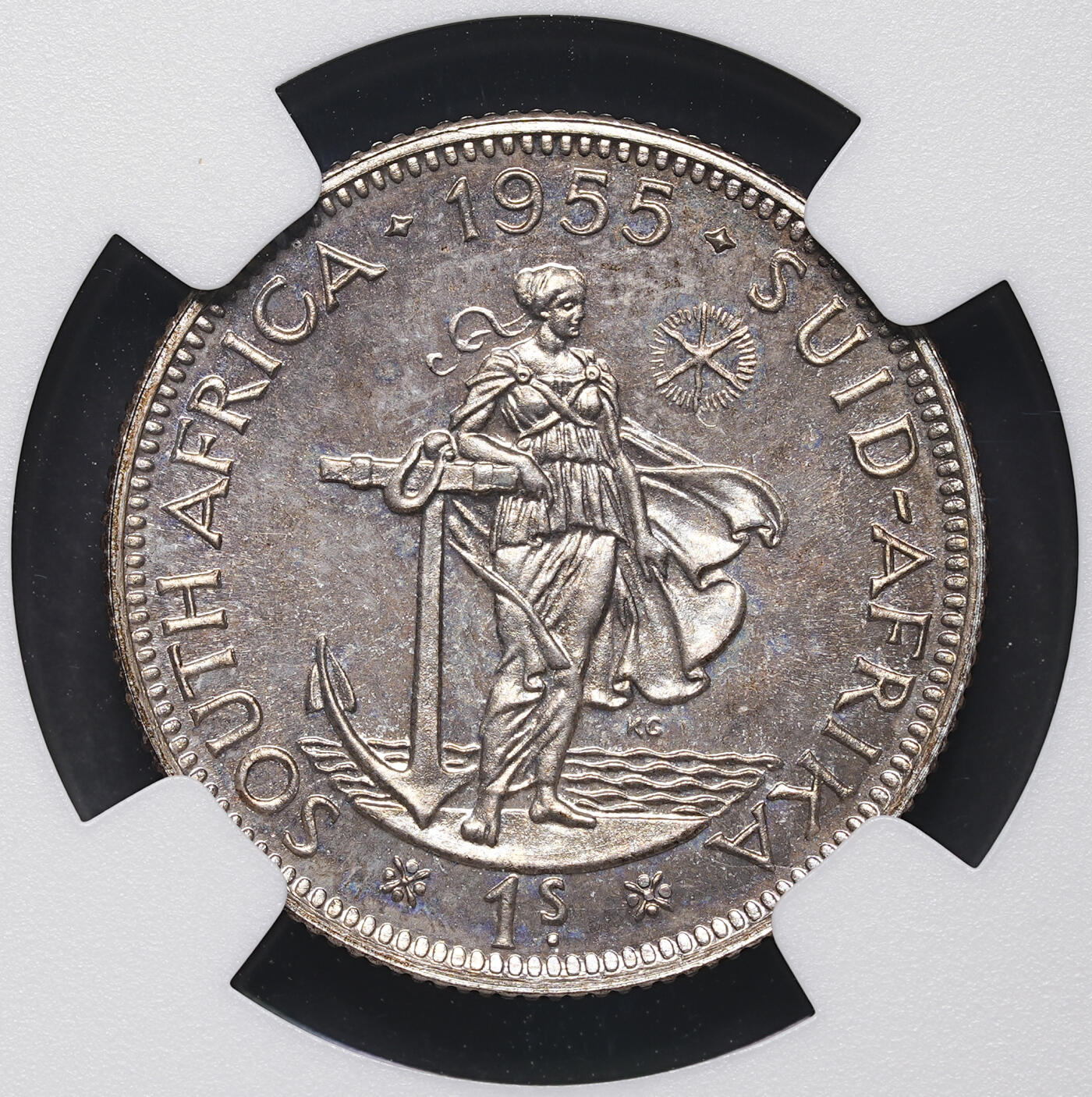 修遠堂世界钱币第三十九期 全场包邮 NGC PF65 1955年南非1先令精制银币 仅铸造2850枚