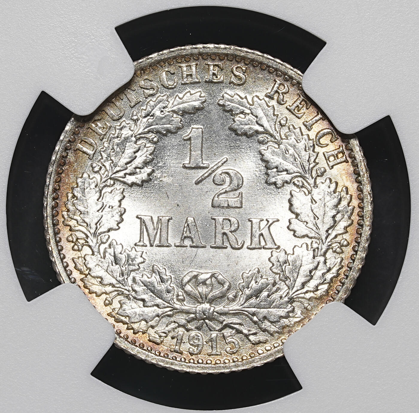 修遠堂世界钱币第三十九期 全场包邮 NGC MS66 1915年德国1/2马克银币