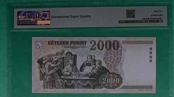 匈牙利2013年2000福林 无47 P-198e 欧洲纸币 实物图 UNC