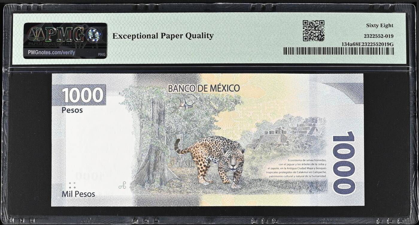 收藏联盟Quantum Auction 第376期拍卖  墨西哥2019年1000比索 PMG68 墨西哥第三十三总统马克罗