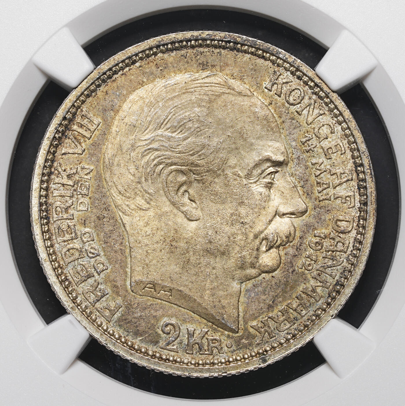 修遠堂世界钱币第三十九期 全场包邮 NGC MS64 1912年丹麦国王更迭纪念2克朗银币
