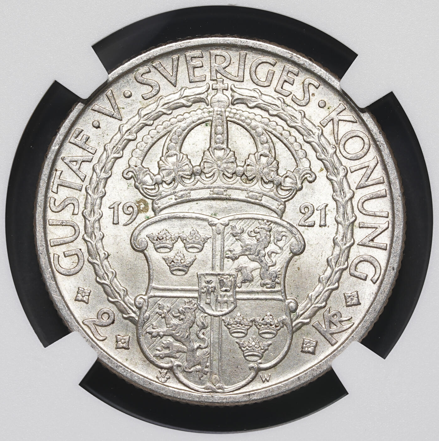 修遠堂世界钱币第三十九期 全场包邮 NGC MS64 1921年瑞典政治自由400周年纪念2克朗银币