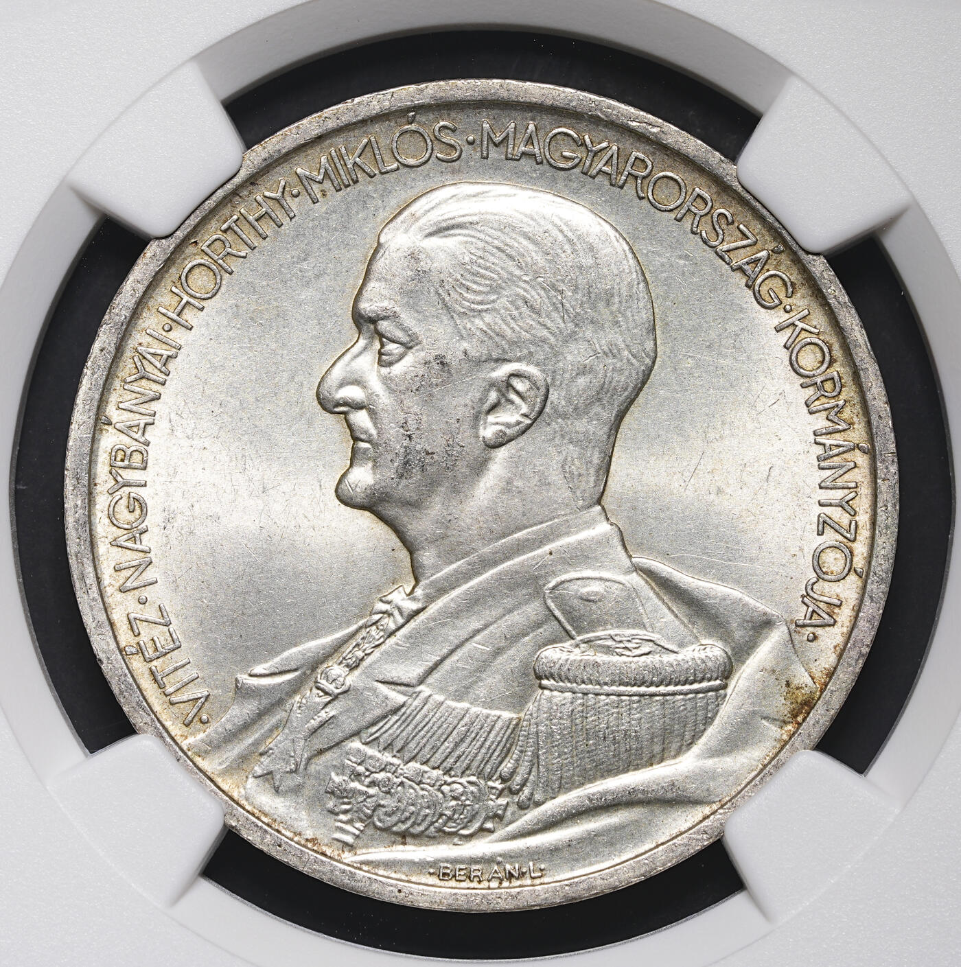 修遠堂世界钱币第三十九期 全场包邮 NGC MS64 1939年匈牙利摄政王海军上将霍尔蒂5 PENGO大银币