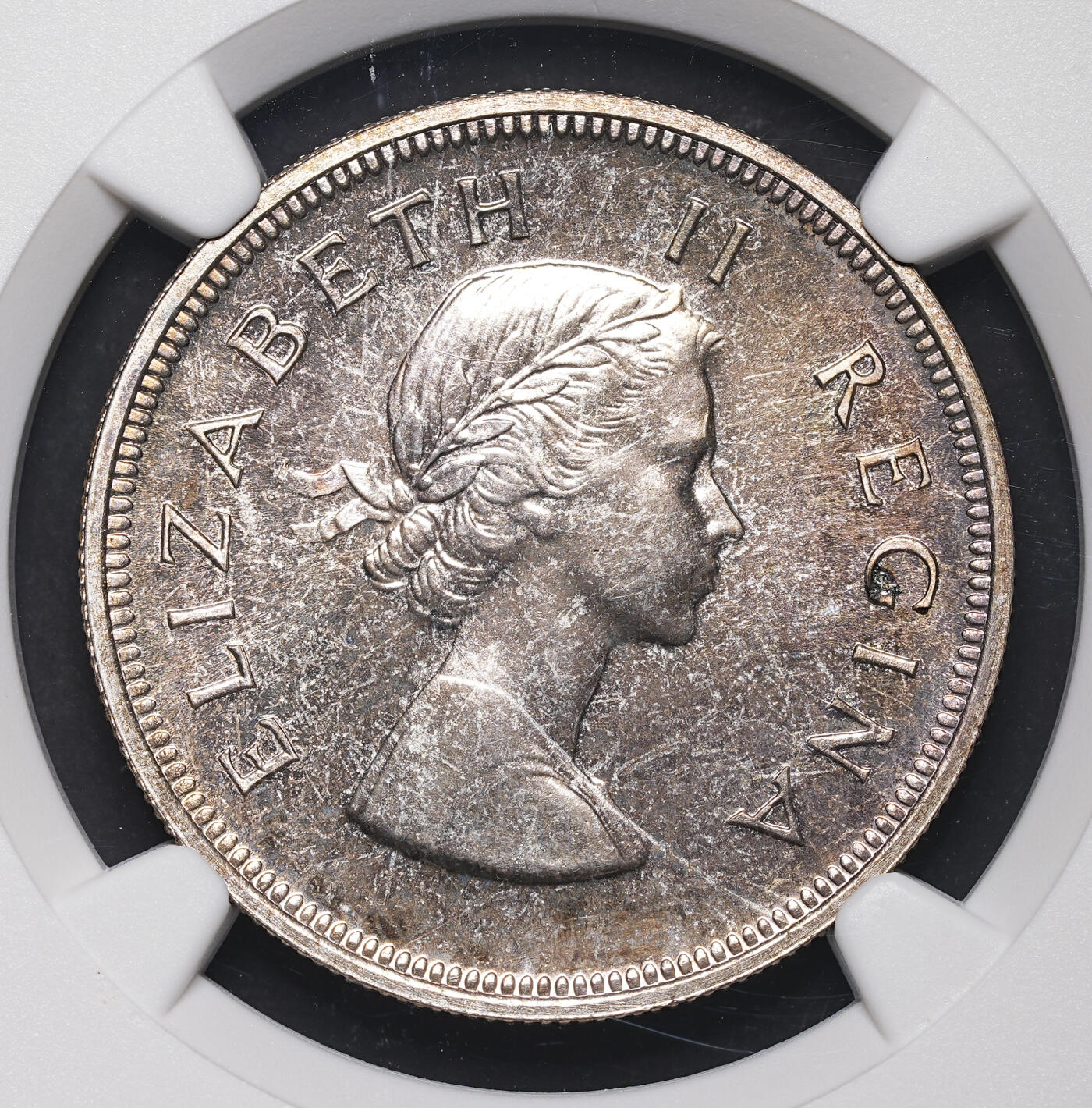 修遠堂世界钱币第三十九期 全场包邮 NGC PF65 1955年南非2.5先令精制银币 仅铸造2850枚