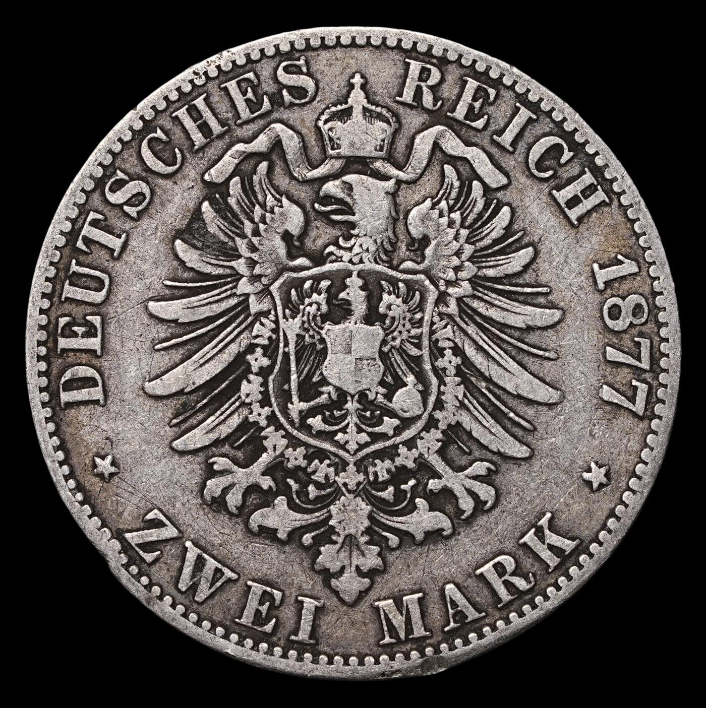 修遠堂世界钱币第三十九期 全场包邮 1877年普鲁士2马克银币