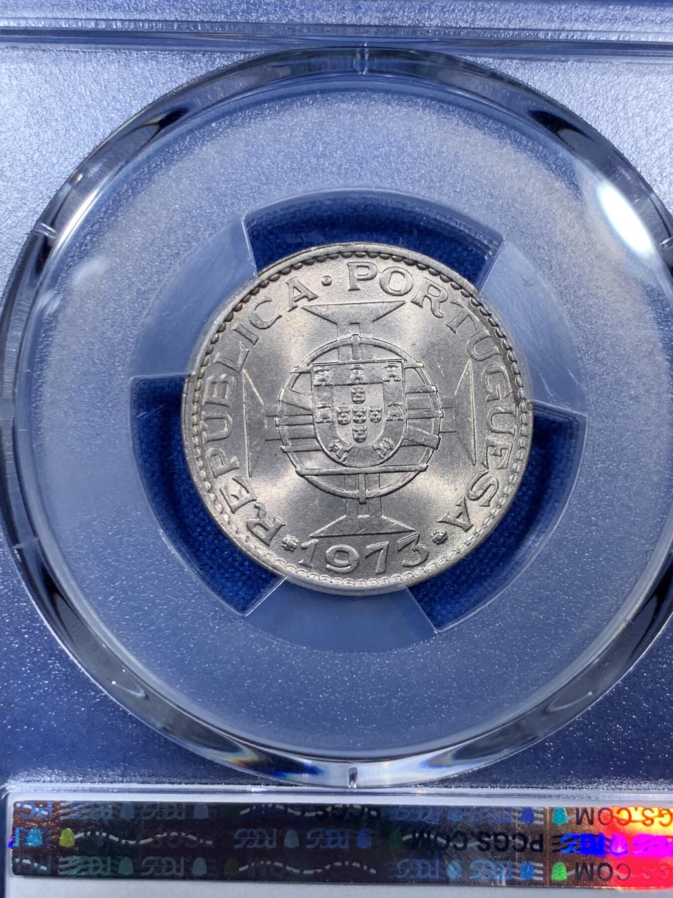 《竞宝斋》第307场   周日，周一,周二 3场连拍 （全场包邮） PCGS MS67 冠军分！稀少！1973 澳门 五毫 卷拆后即送评 两面爆光 绝对的收藏级