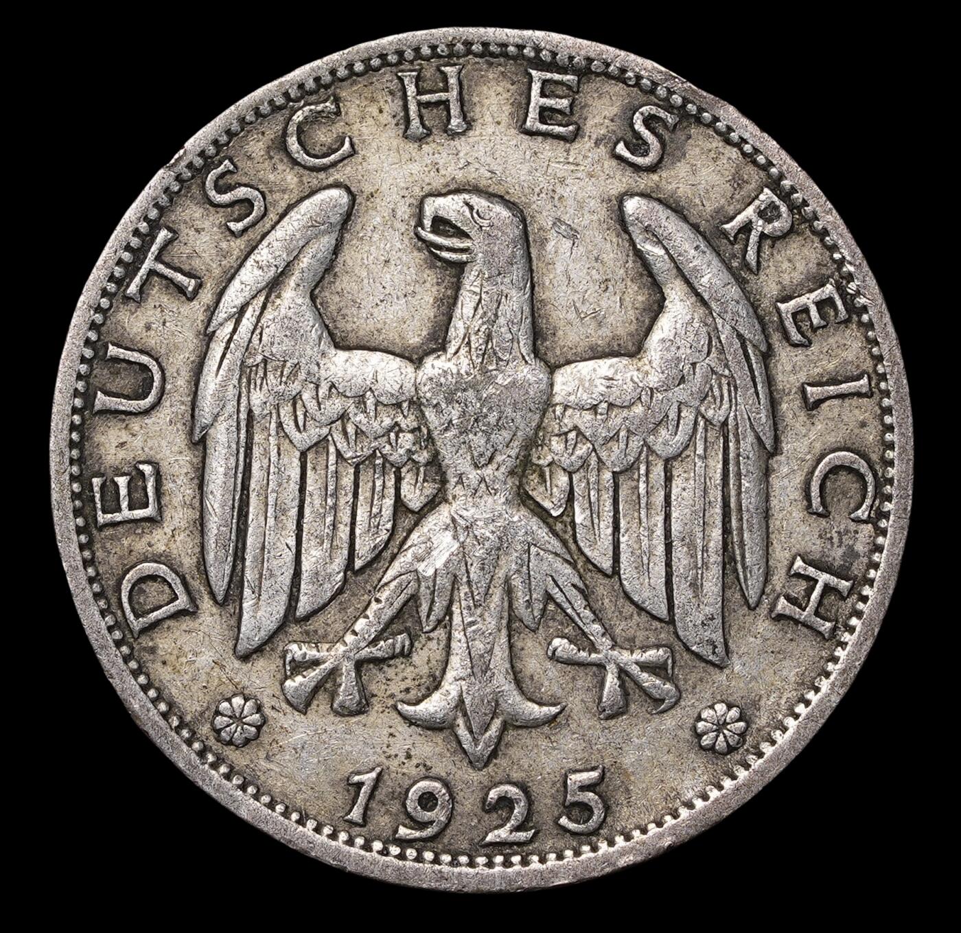 修遠堂世界钱币第三十九期 全场包邮 1925年德国1马克银币 A厂铭