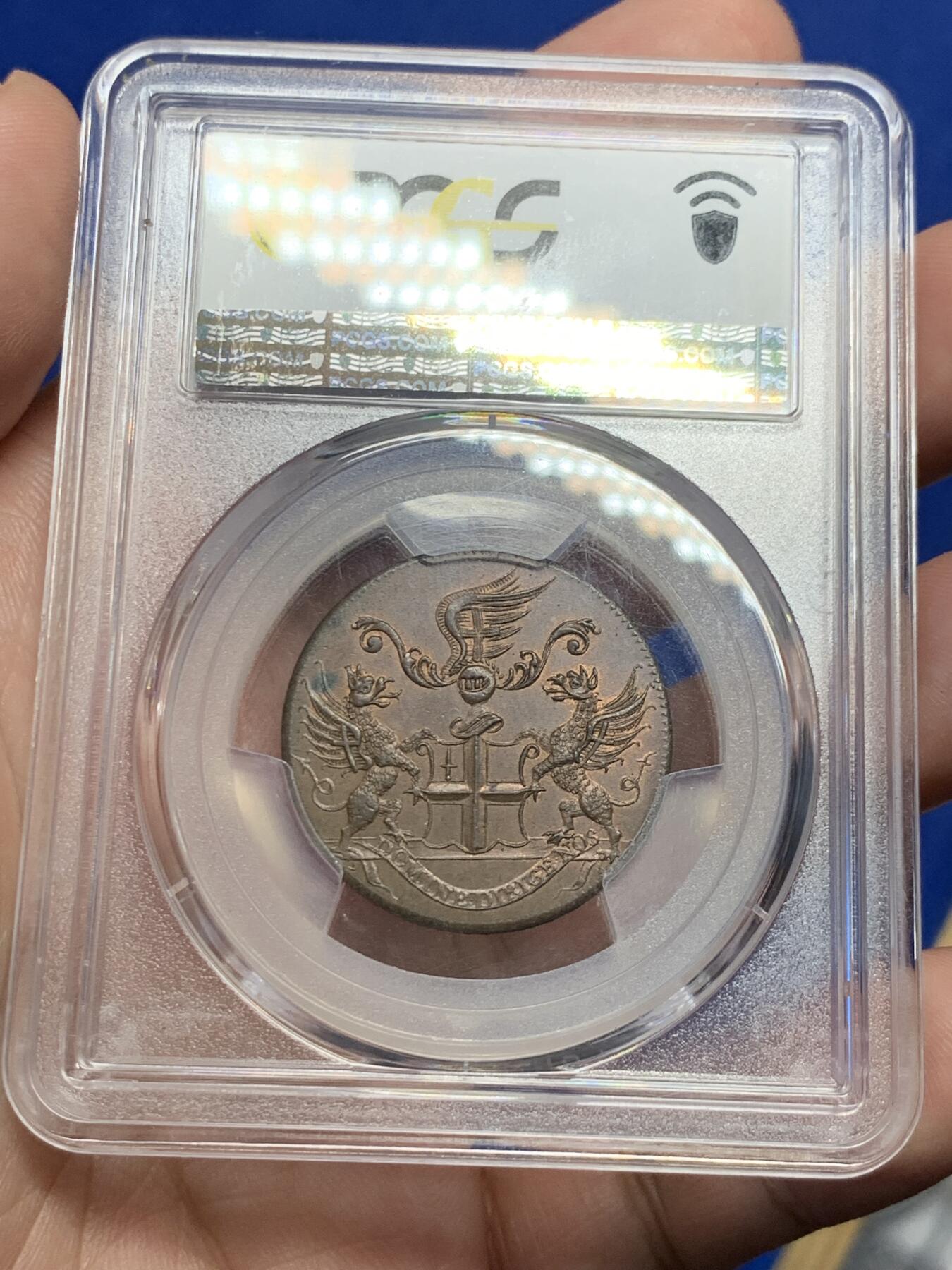 《竞宝斋》第307场   周日，周一,周二 3场连拍 （全场包邮） PCGS MS64BN 英国1790黑修士1/2便士代币 极美细节