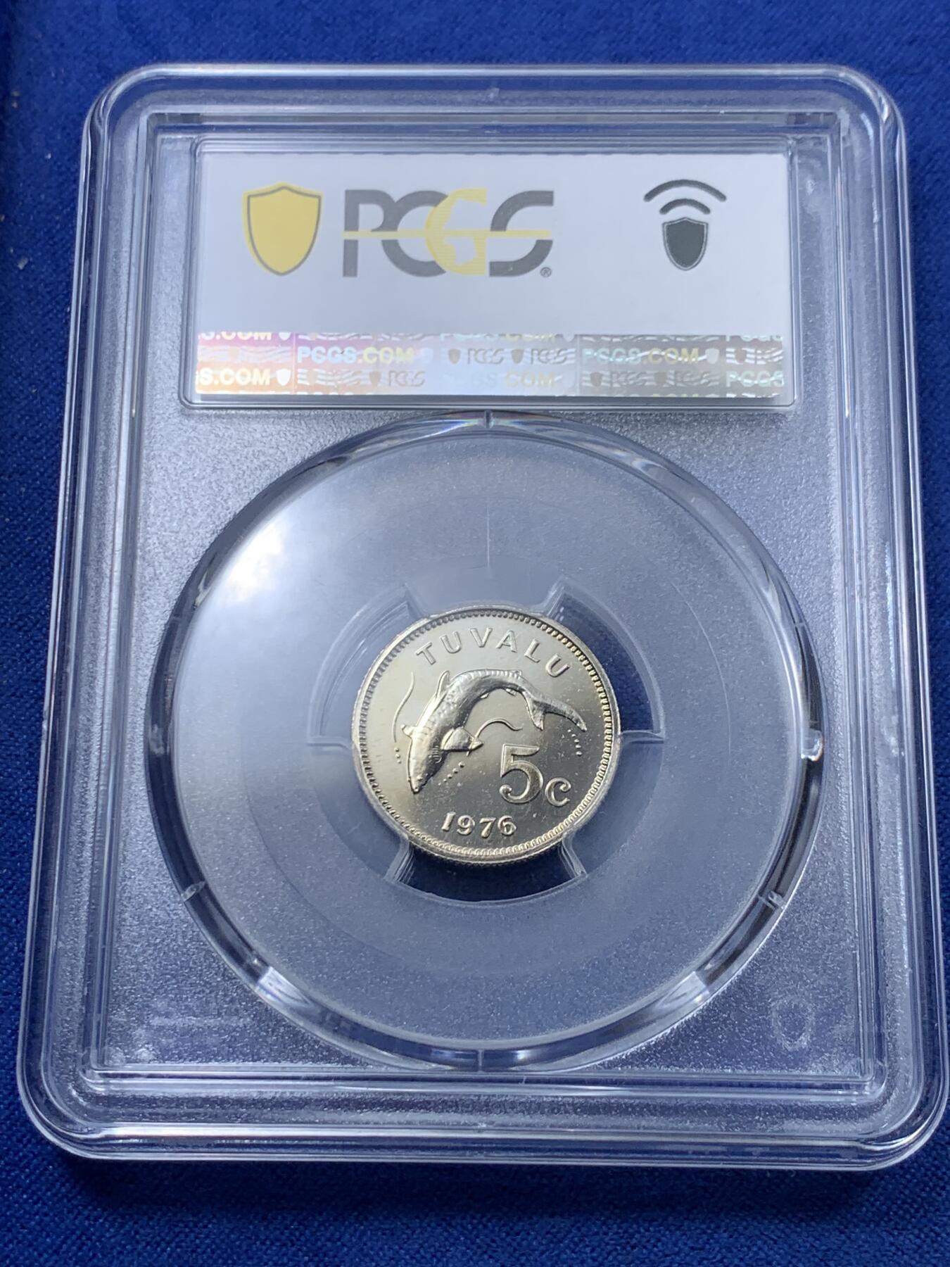 《竞宝斋》第307场   周日，周一,周二 3场连拍 （全场包邮） PCGS金盾 PR67 图瓦卢1976年鼠鲨精制币