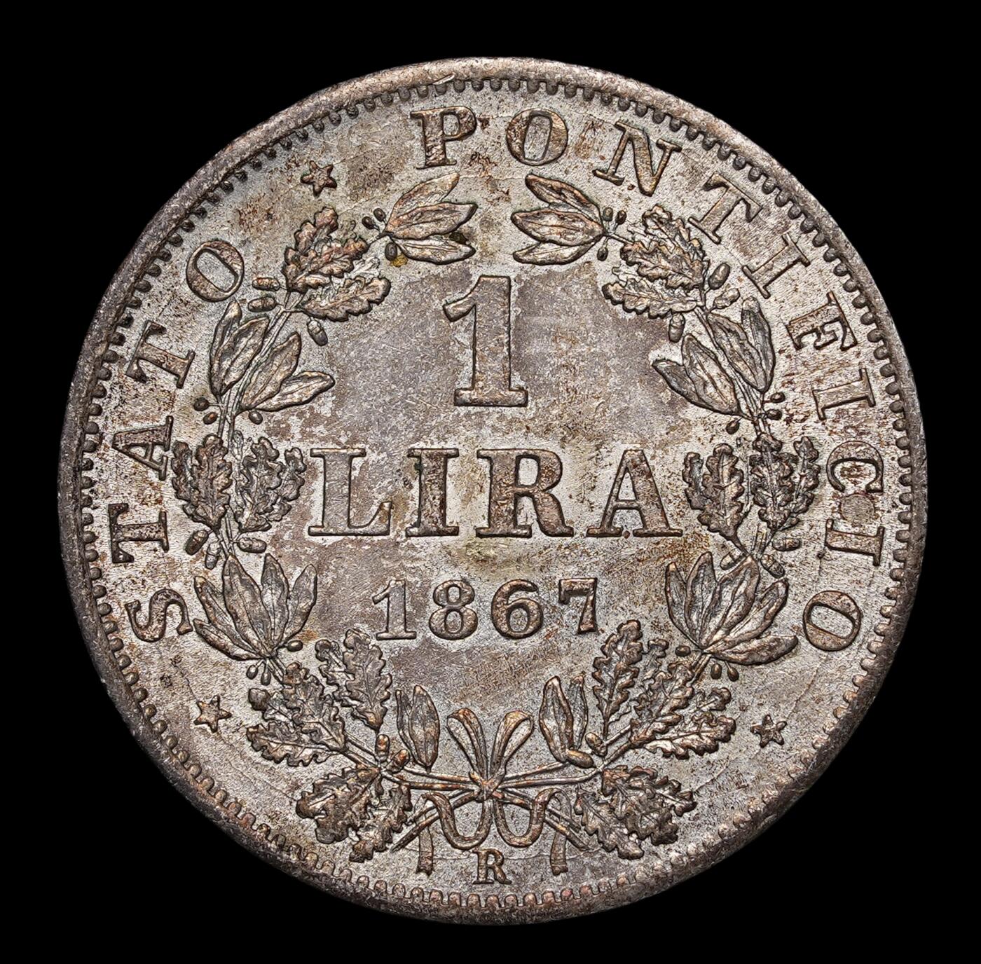 修遠堂世界钱币第三十九期 全场包邮 1867年教皇国1里拉银币