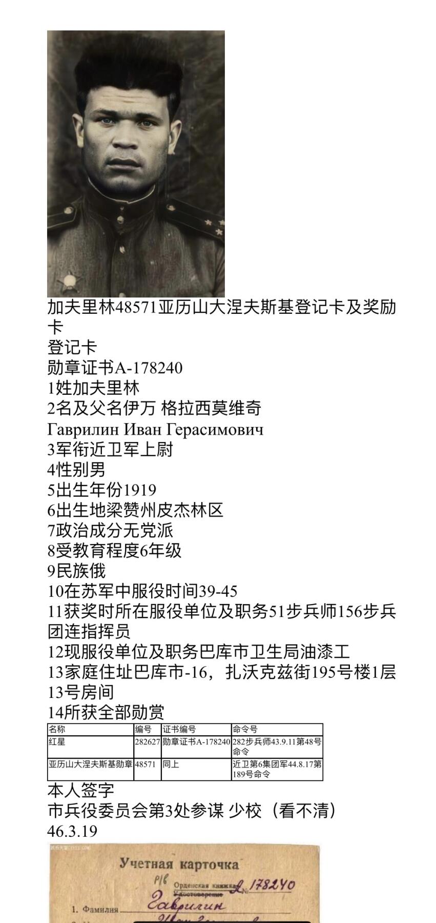 大猫徽章拍卖第255期  苏联亚历山大勋章 档案齐全