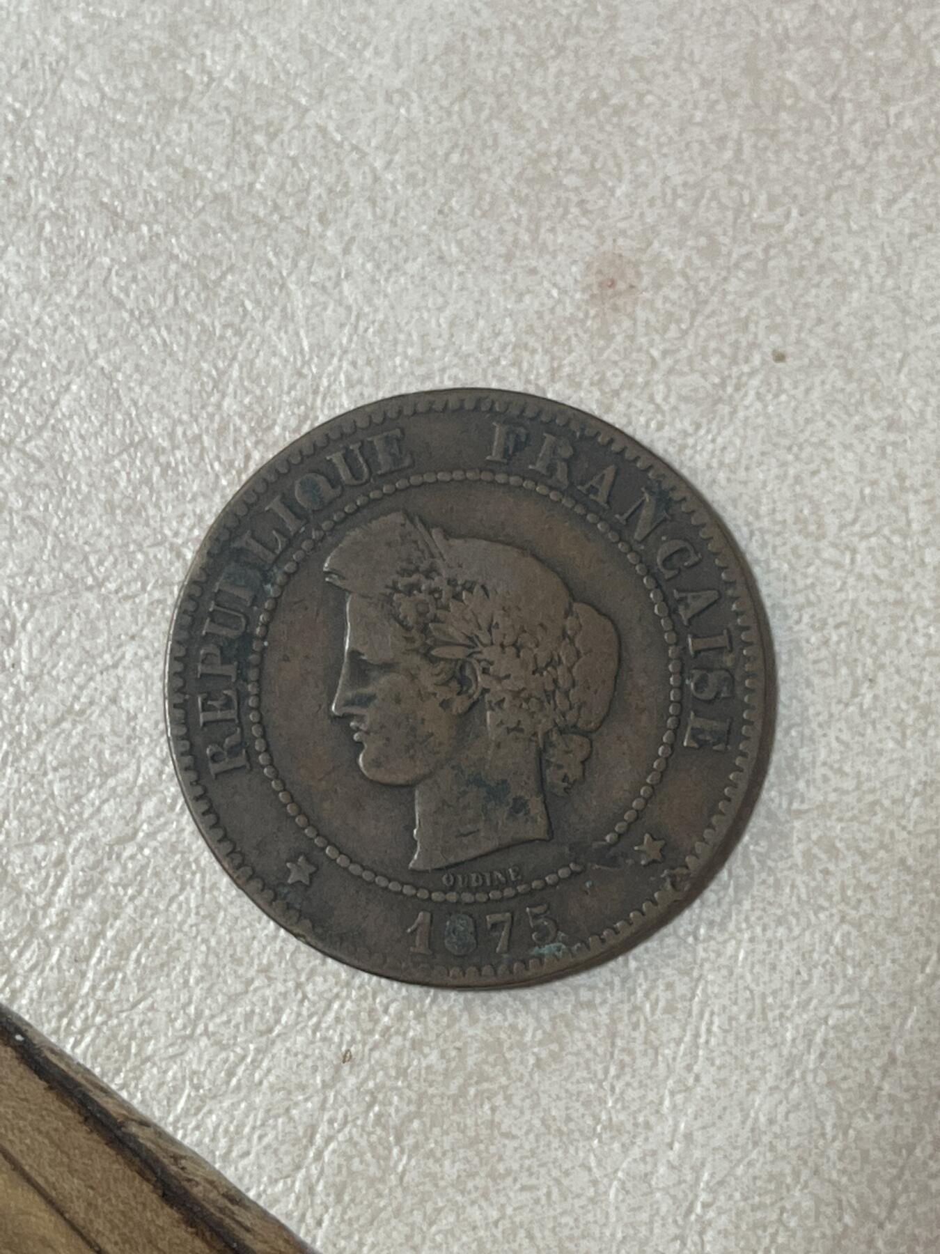 硬币钱币专拍 法国5分1875年