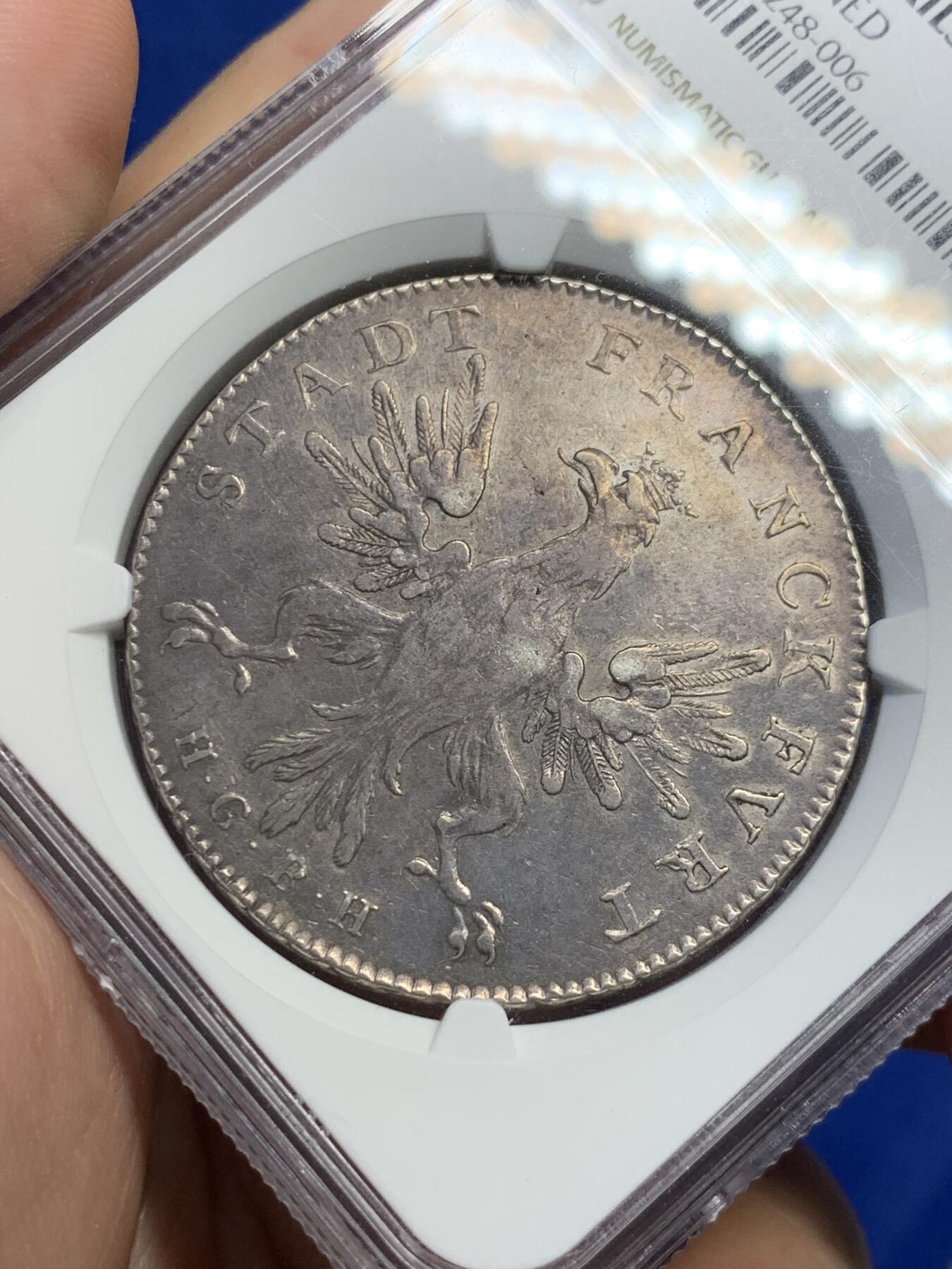 《竞宝斋》第307场   周日，周一,周二 3场连拍 （全场包邮） NGC AUD 德国 1793 法兰克福 烤鸡泰勒大银币 只发行两年 不可错过