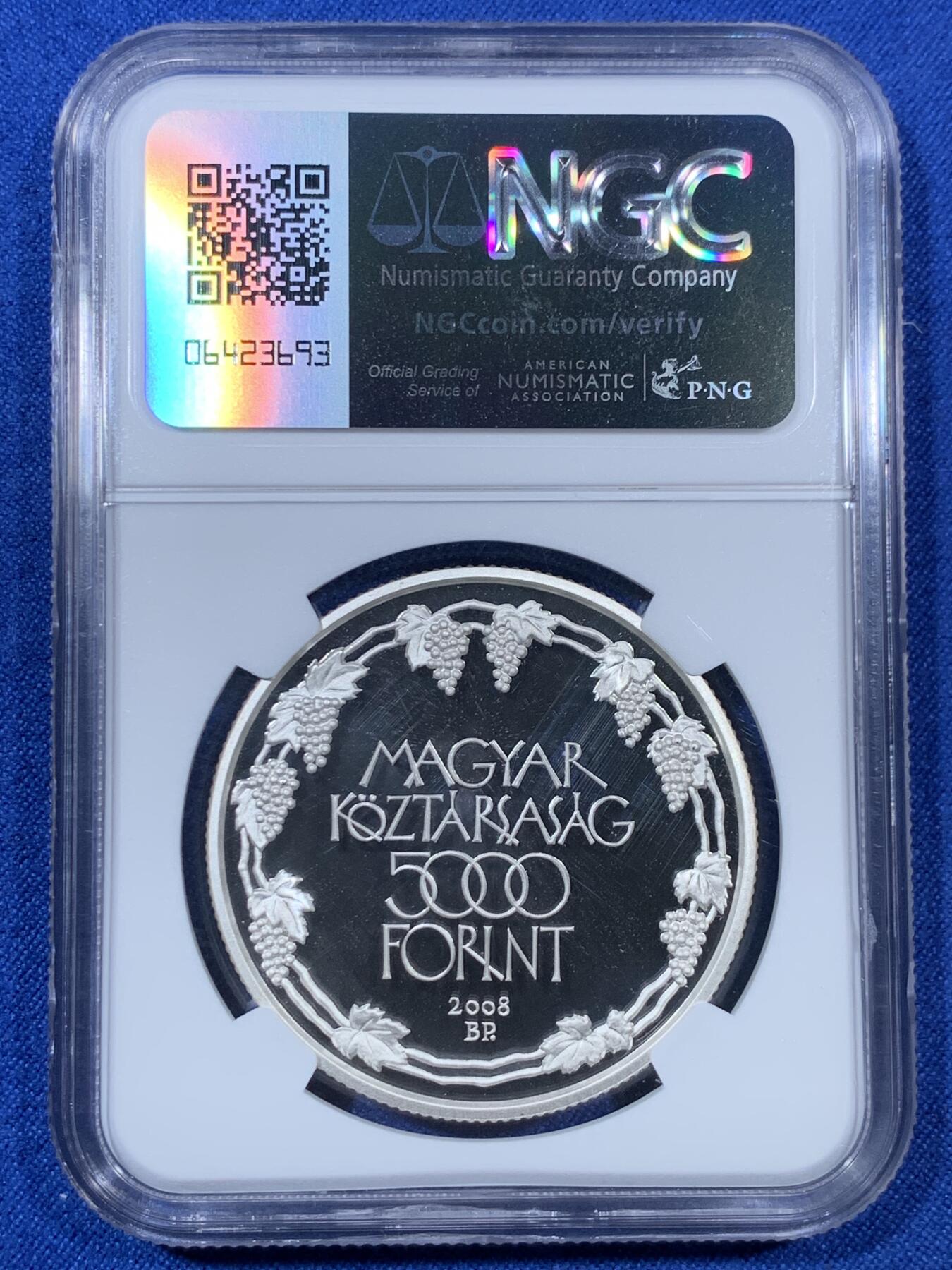 《竞宝斋》第307场   周日，周一,周二 3场连拍 （全场包邮） NGC PF68UC 克劳斯获奖币匈牙利2008世界遗产银币5000福林